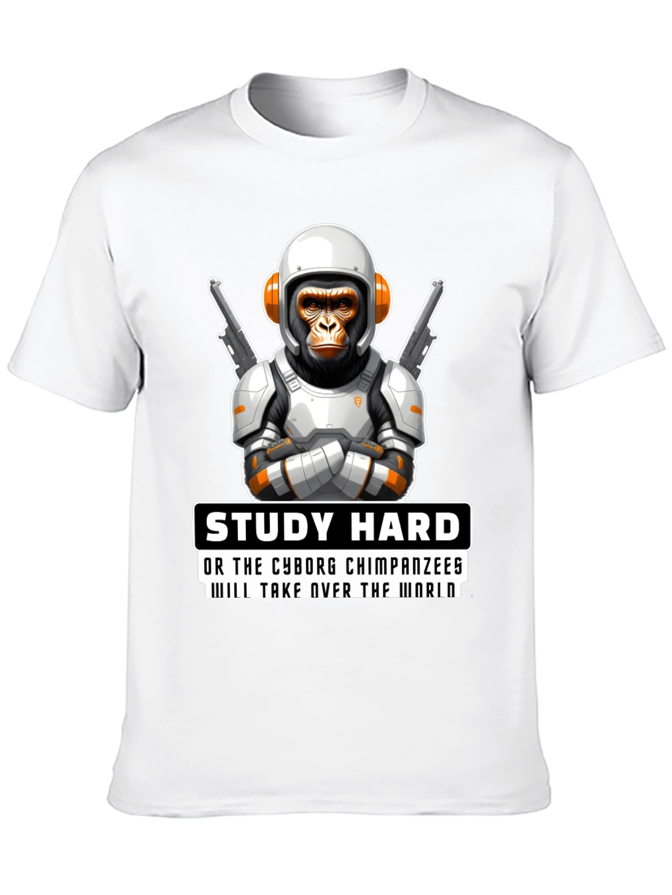 Study Hard Cyborg Chimps T-Shirt