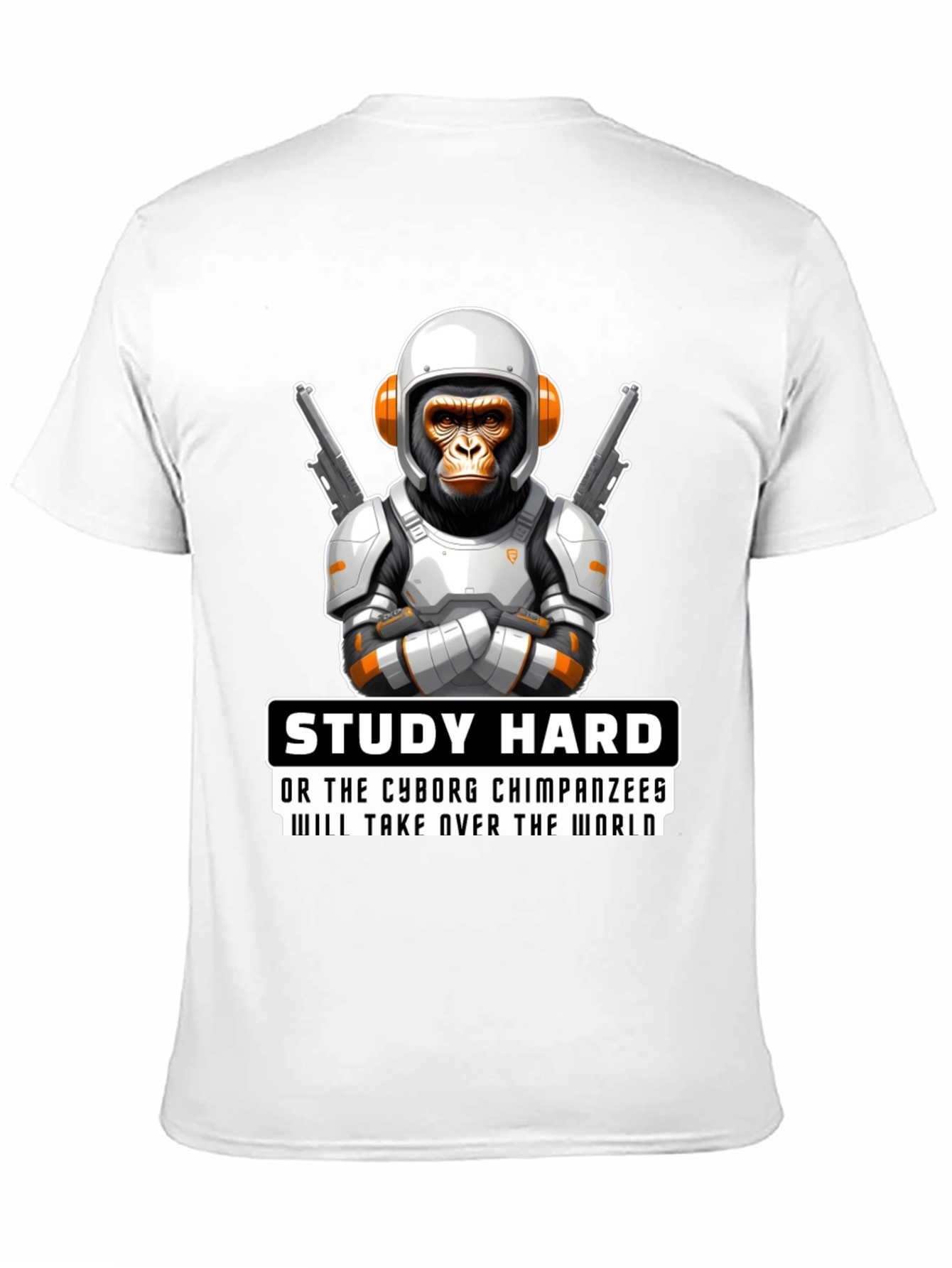 Study Hard Cyborg Chimps T-Shirt