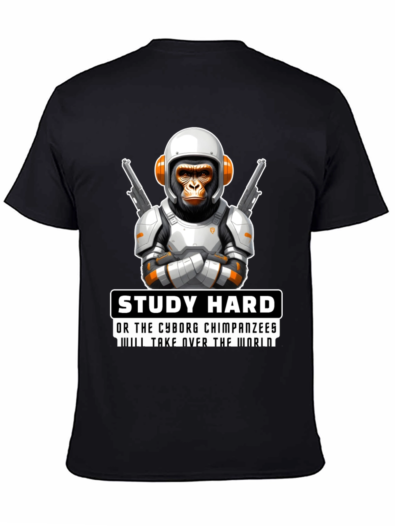 Study Hard Cyborg Chimps T-Shirt