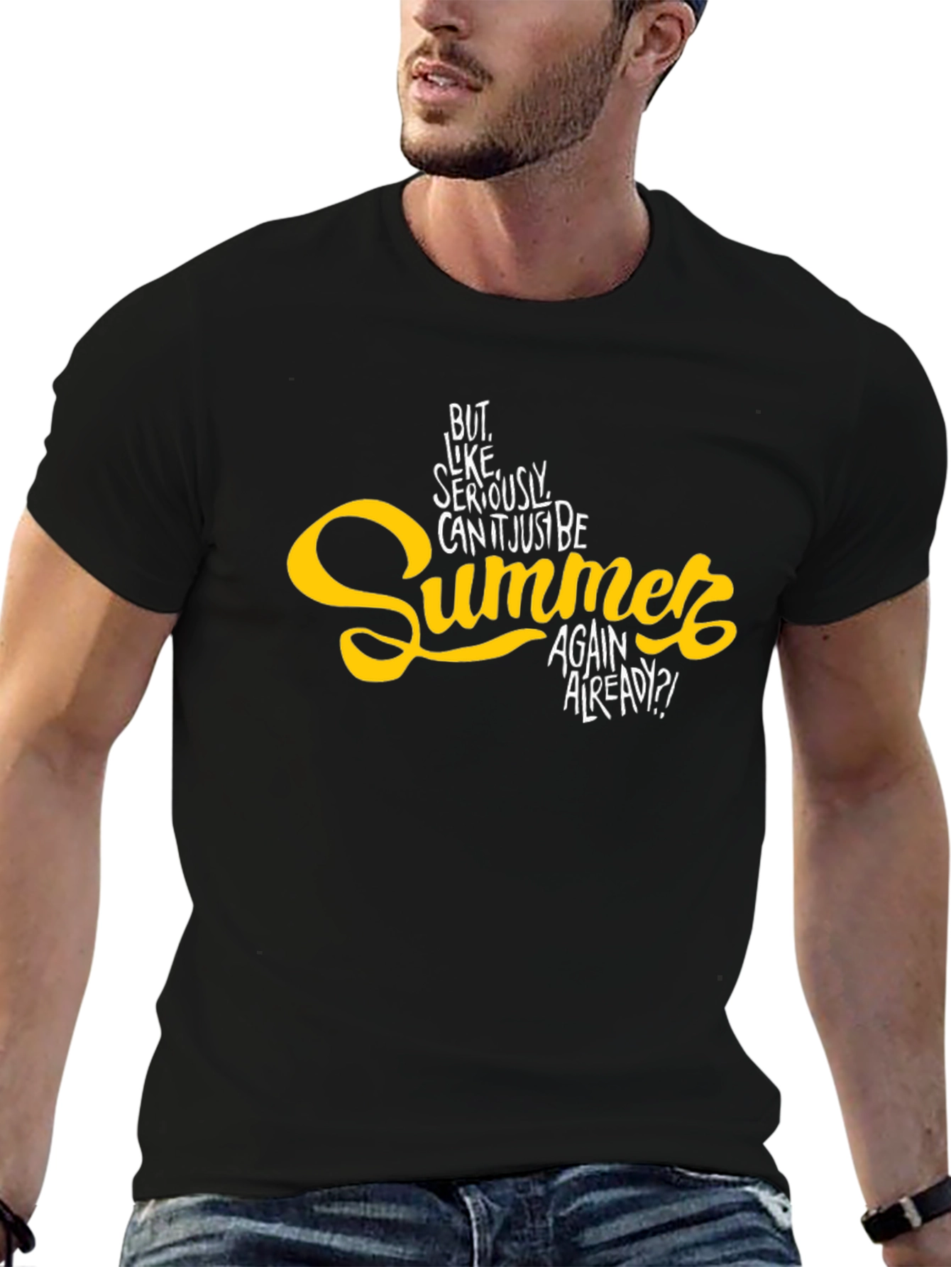 Summer Again Mens Black Graphic Tee