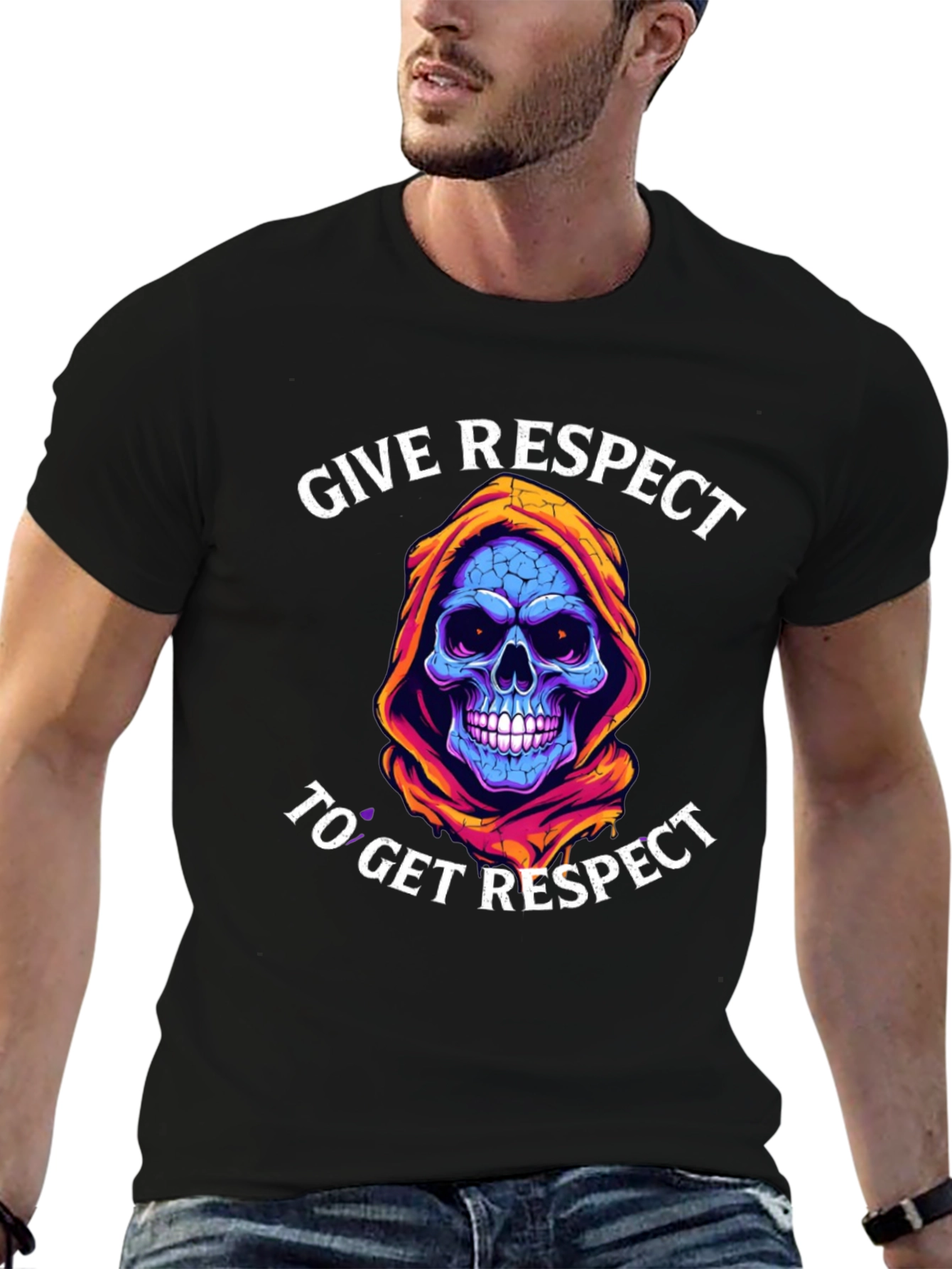 Give Respect T-Shirt: Skull Reaper Design