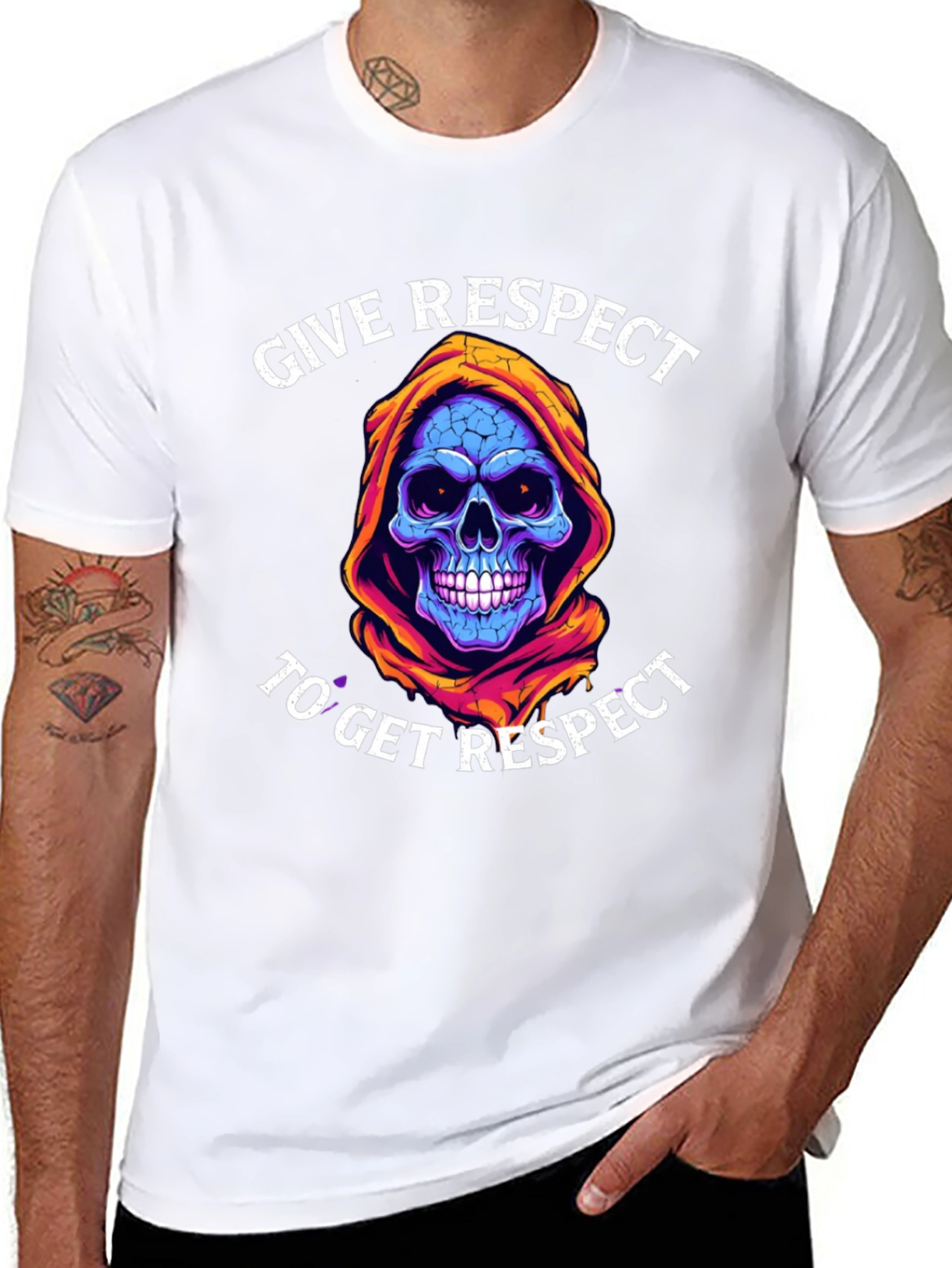 Give Respect T-Shirt: Skull Reaper Design