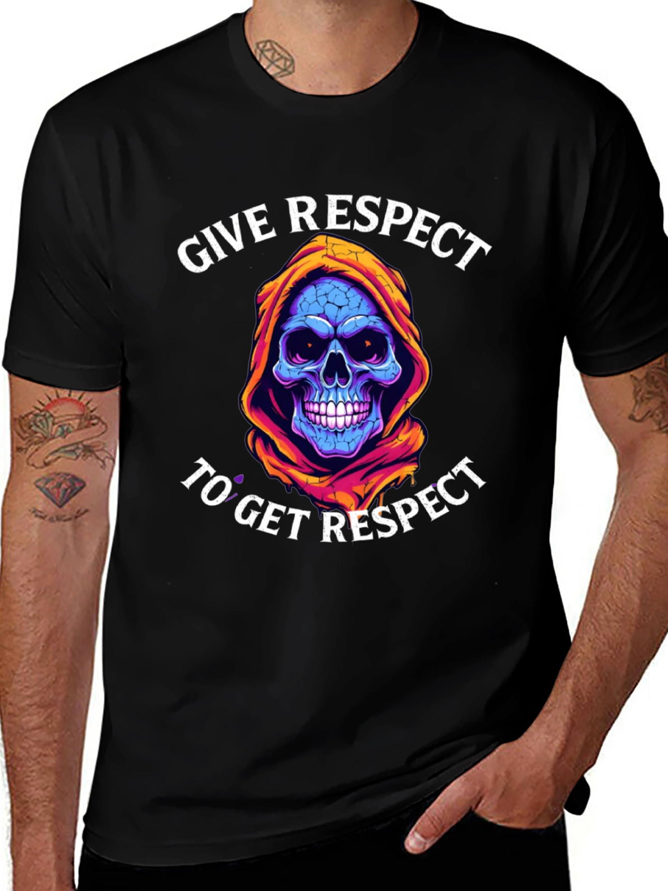 Give Respect T-Shirt: Skull Reaper Design