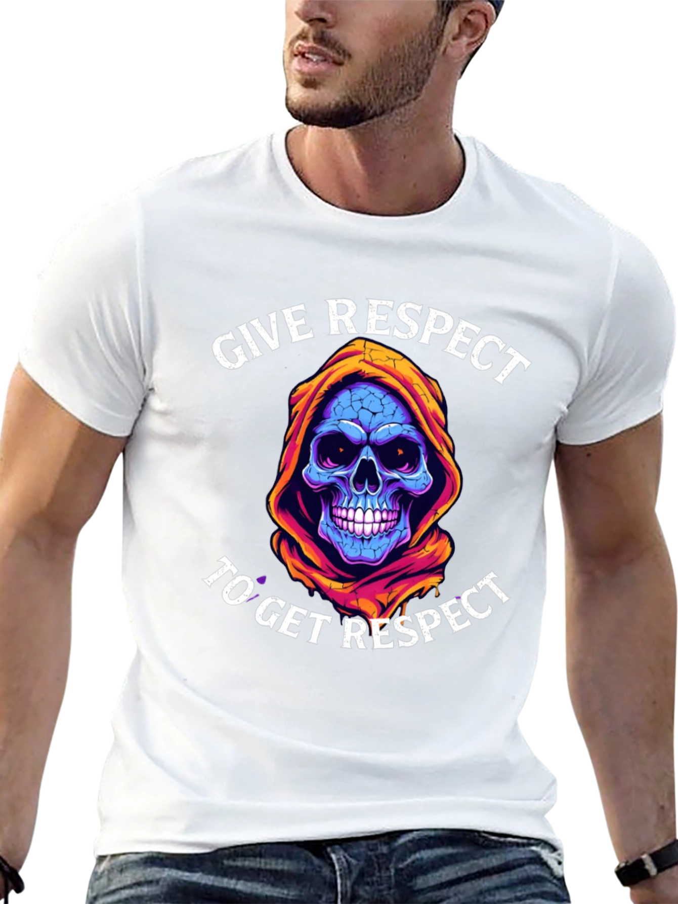 Give Respect T-Shirt: Skull Reaper Design