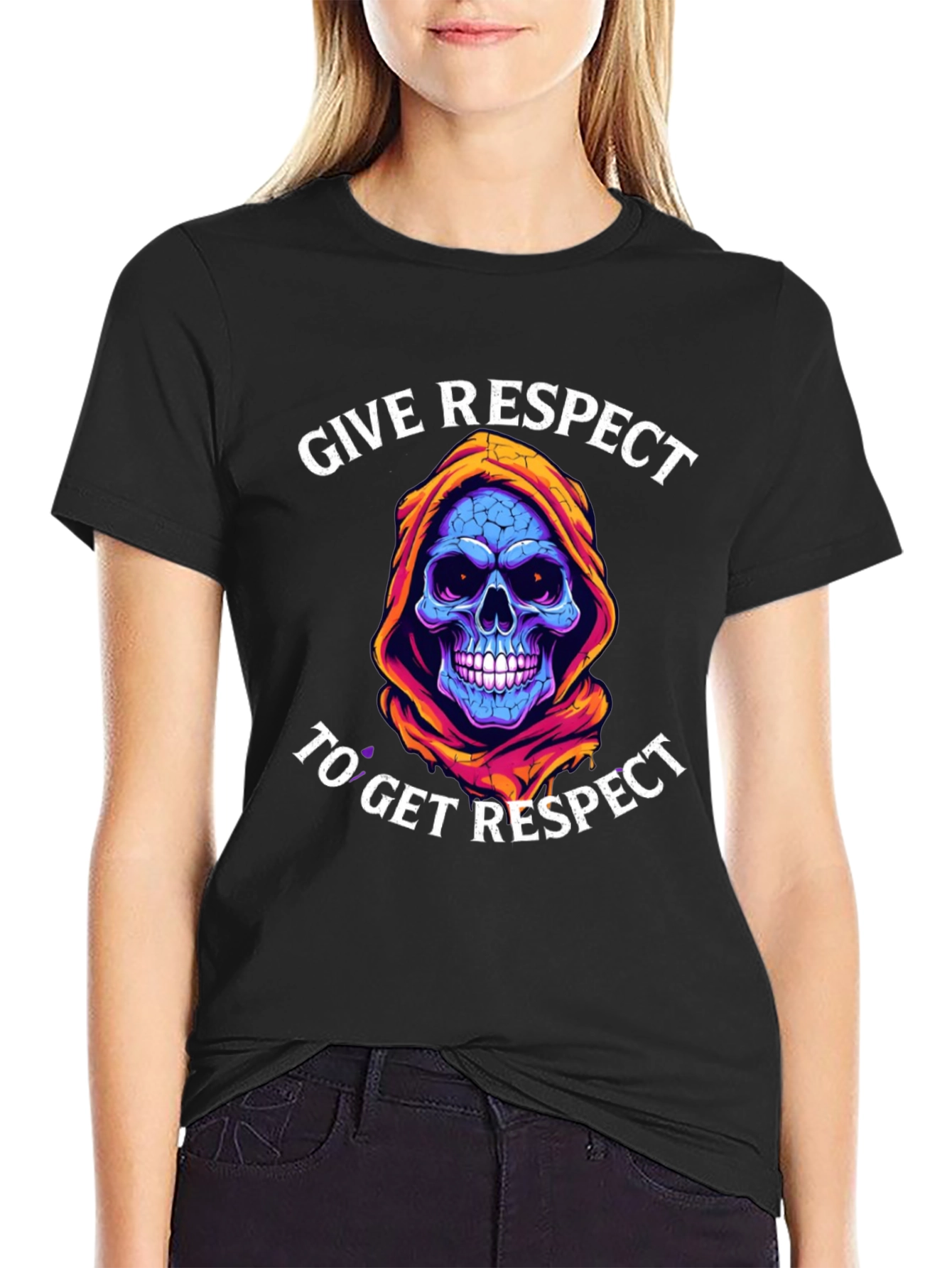 Give Respect T-Shirt: Skull Reaper Design