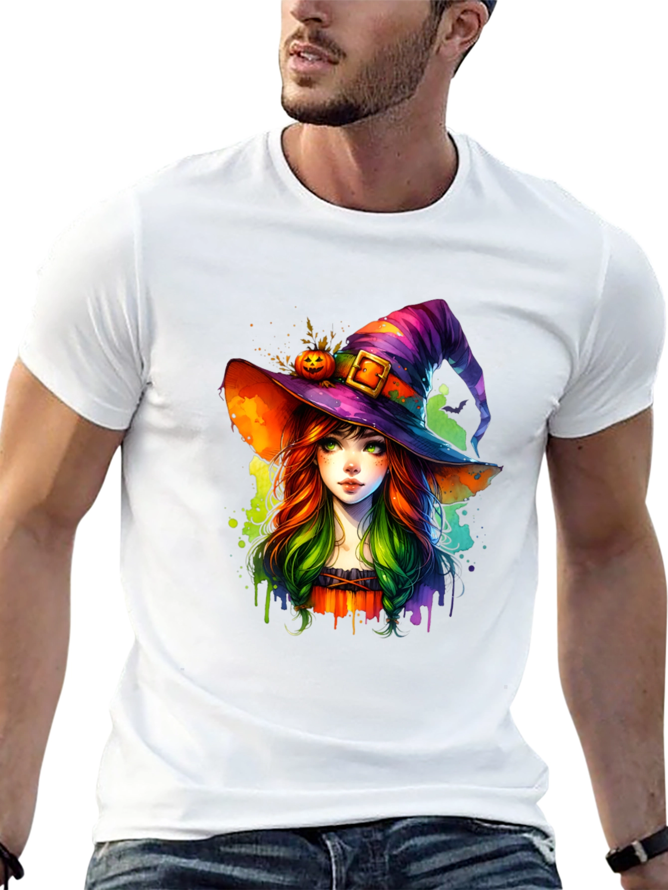 Whimsical Witch Graphic Tee - Halloween Style