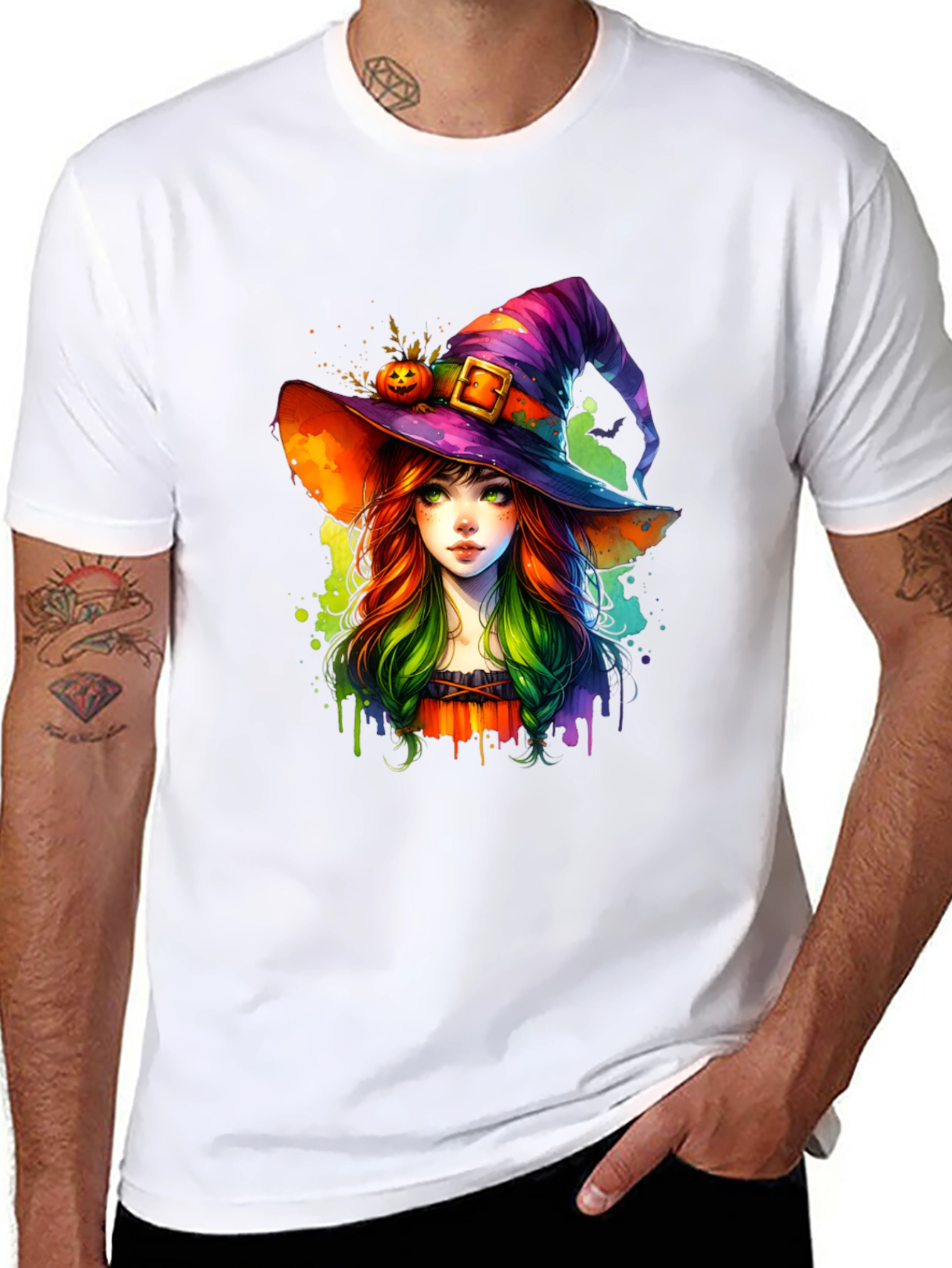 Whimsical Witch Graphic Tee - Halloween Style