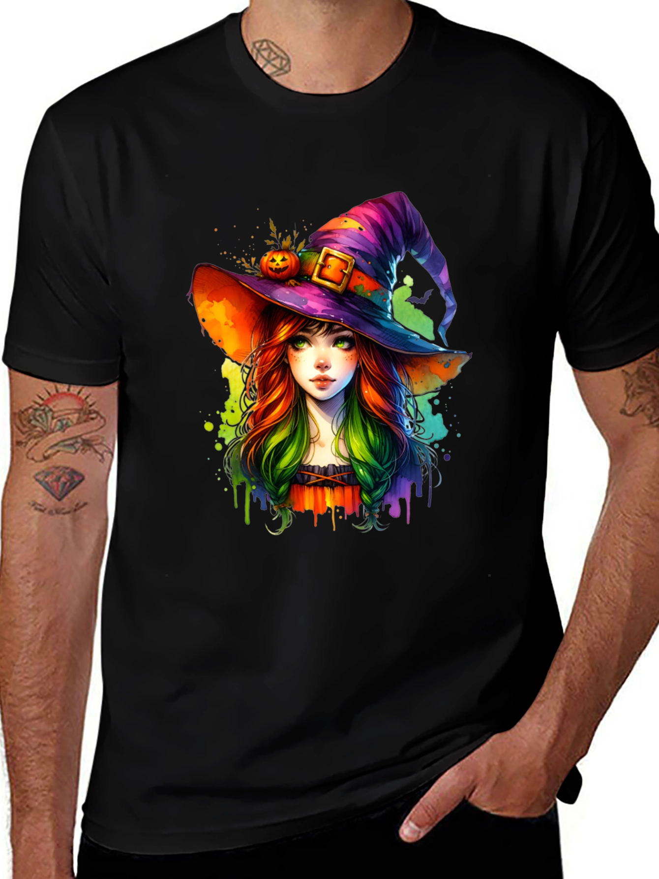 Whimsical Witch Graphic Tee - Halloween Style