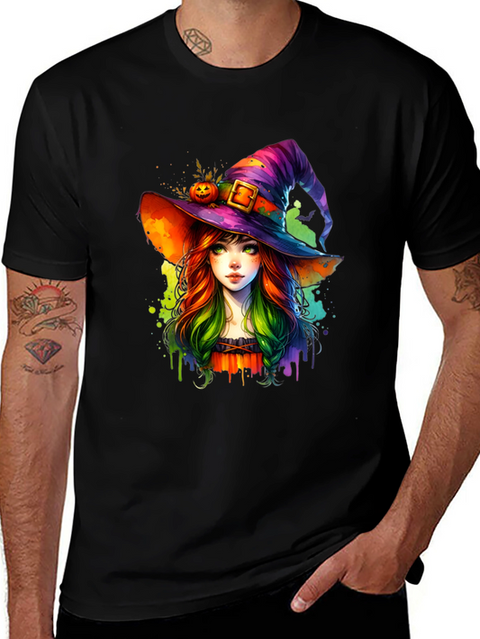 Whimsical Witch Graphic Tee - Halloween Style
