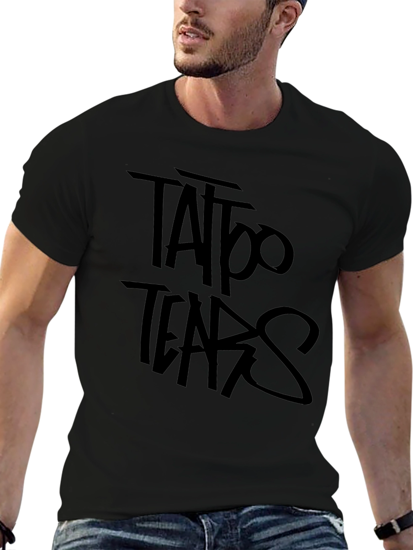 Tattoo Tears Black Graphic Tee - Edgy Style