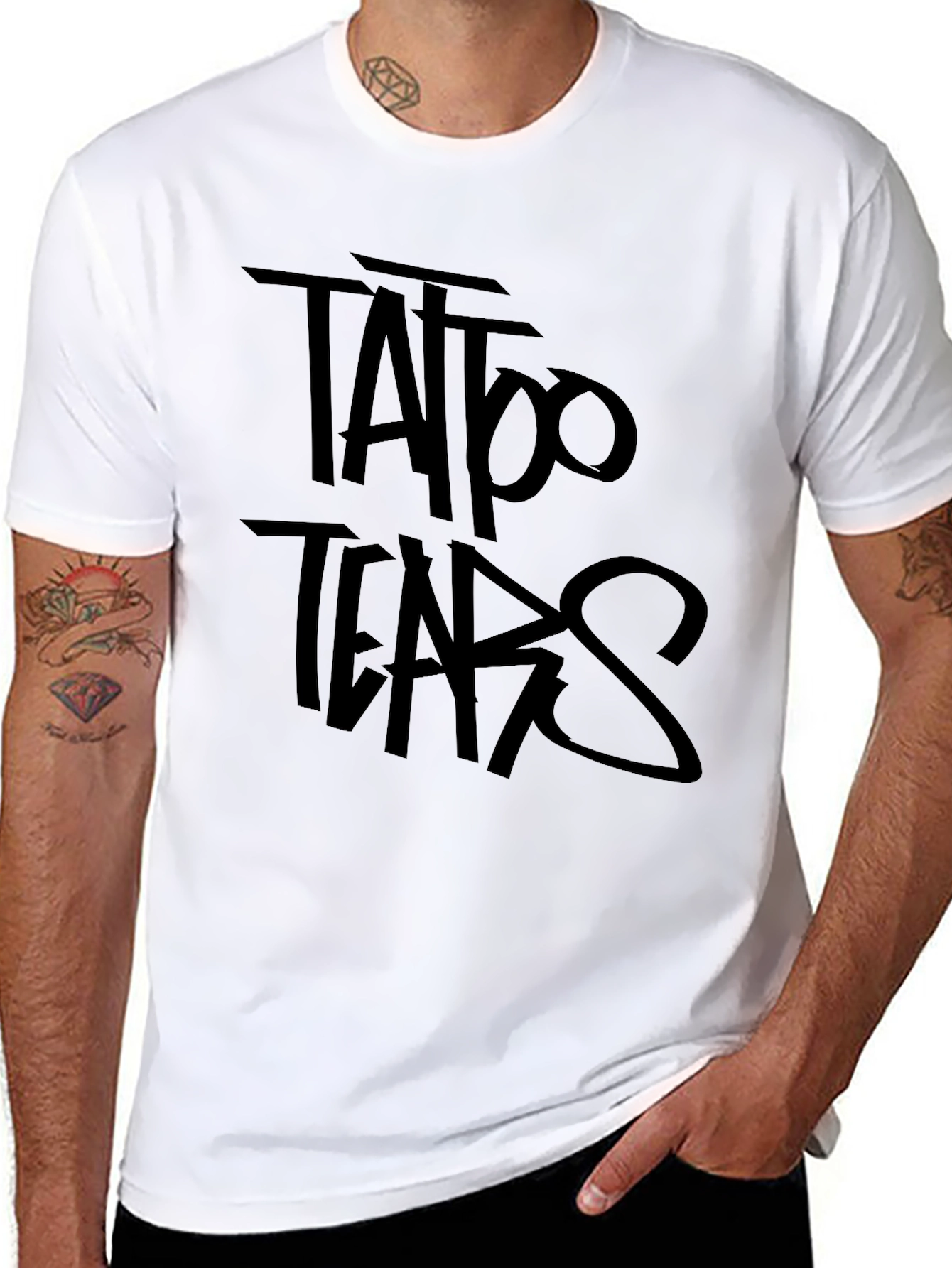Tattoo Tears Black Graphic Tee - Edgy Style