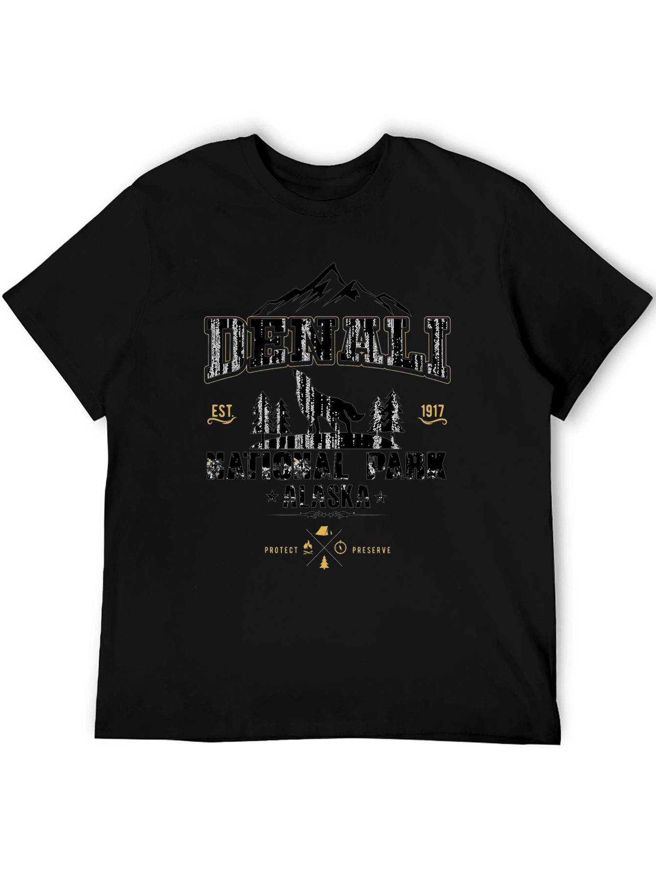 Denali National Park Black Graphic Tee