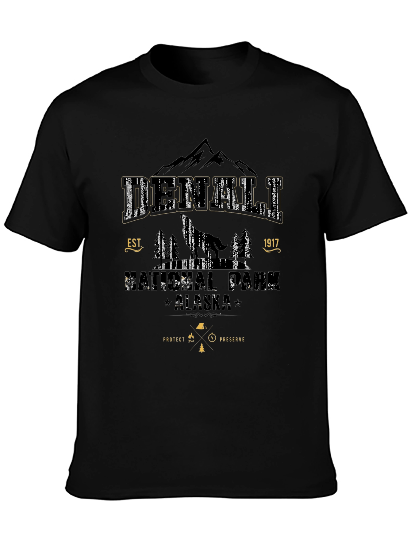 Denali National Park Black Graphic Tee