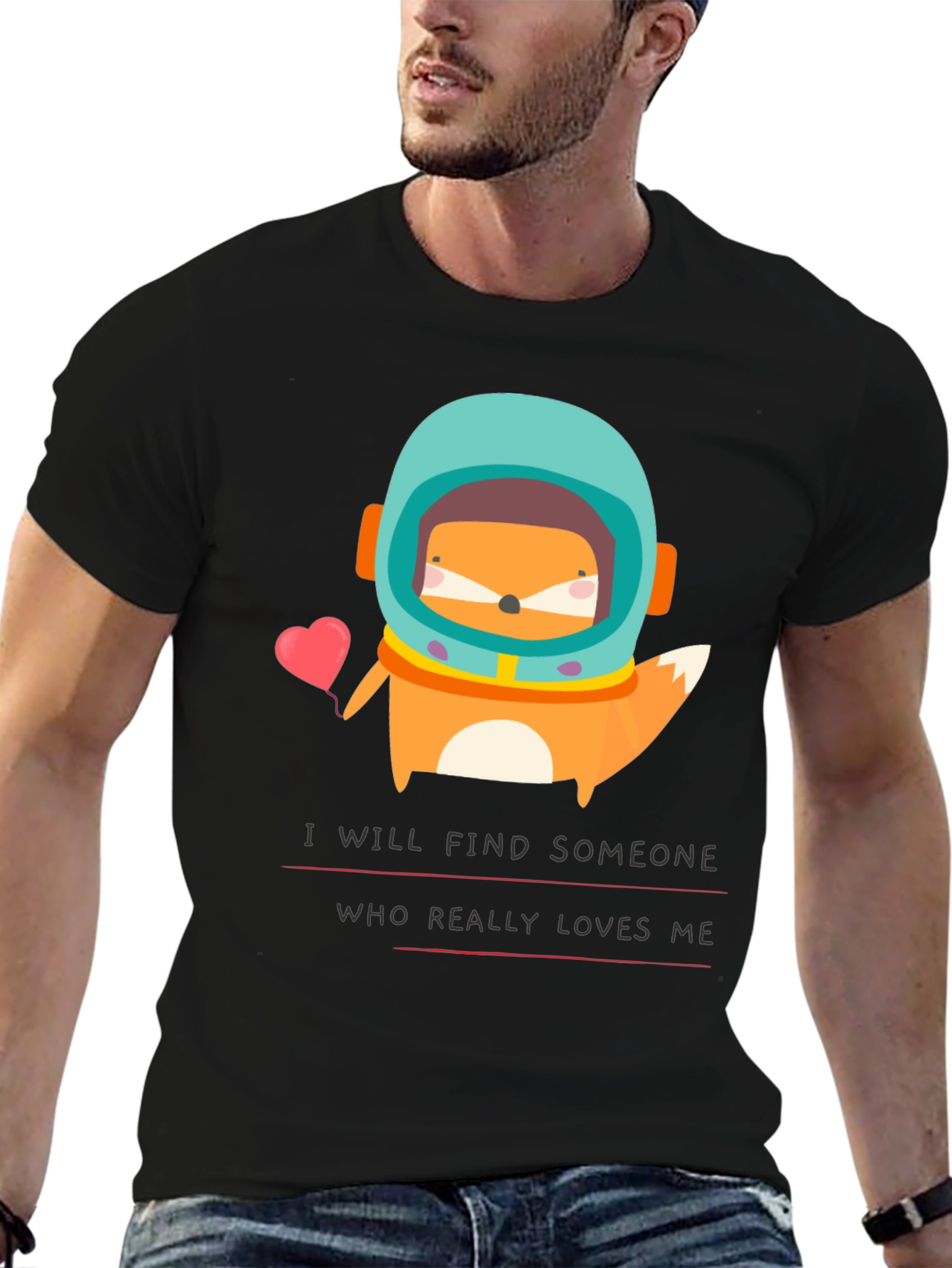 Space Fox Graphic T-Shirt - Find Love!