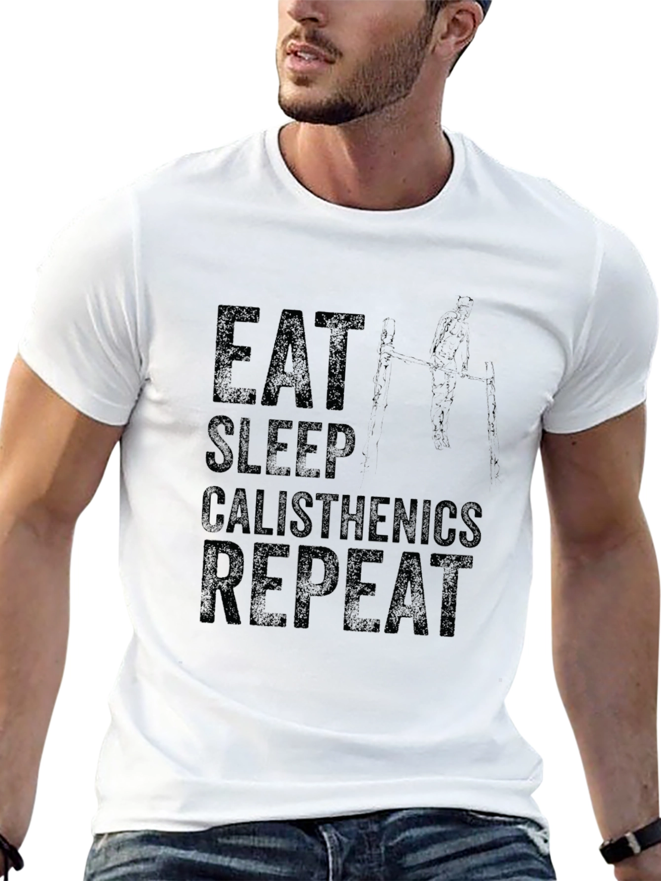 Eat Sleep Calisthenics Repeat Black Graphic Tee