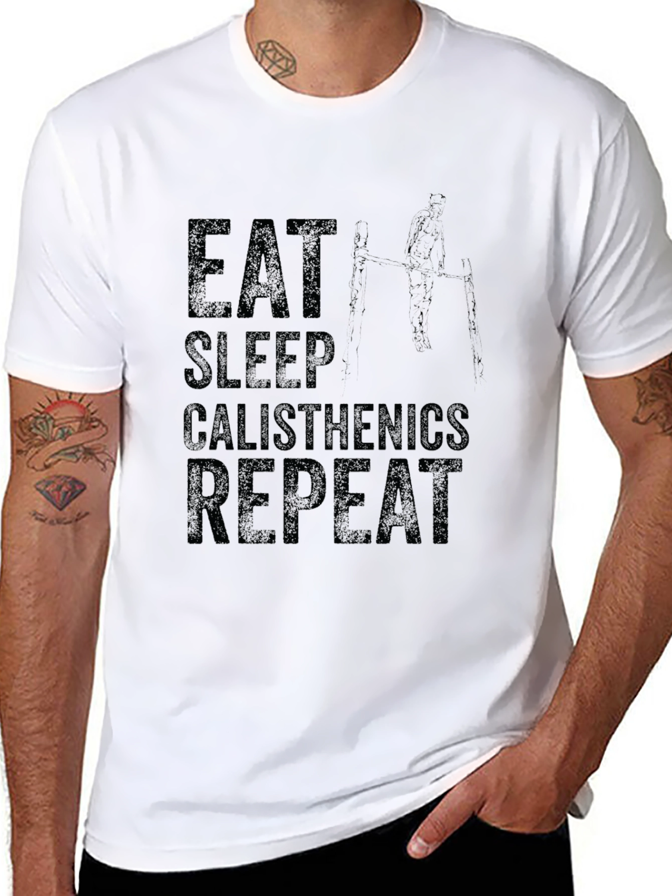 Eat Sleep Calisthenics Repeat Black Graphic Tee