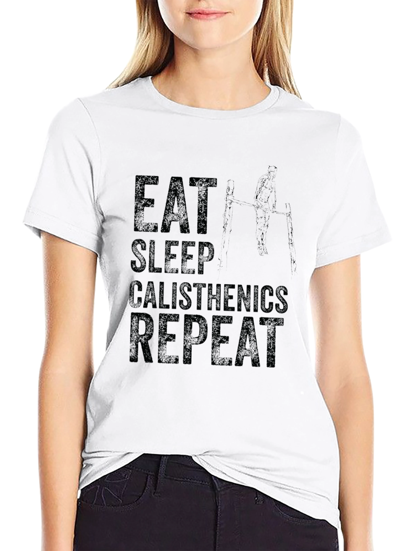 Eat Sleep Calisthenics Repeat Black Graphic Tee