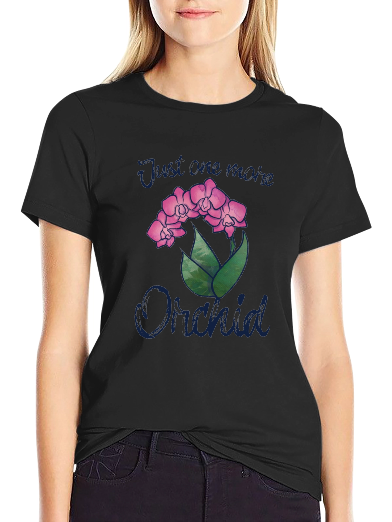Just One More Orchid Black T-Shirt