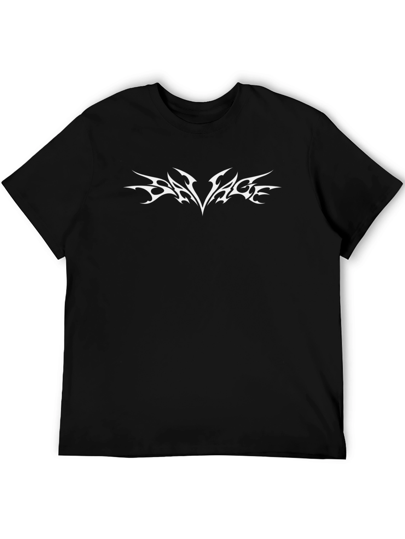 Black T-Shirt with White Tribal Graphic