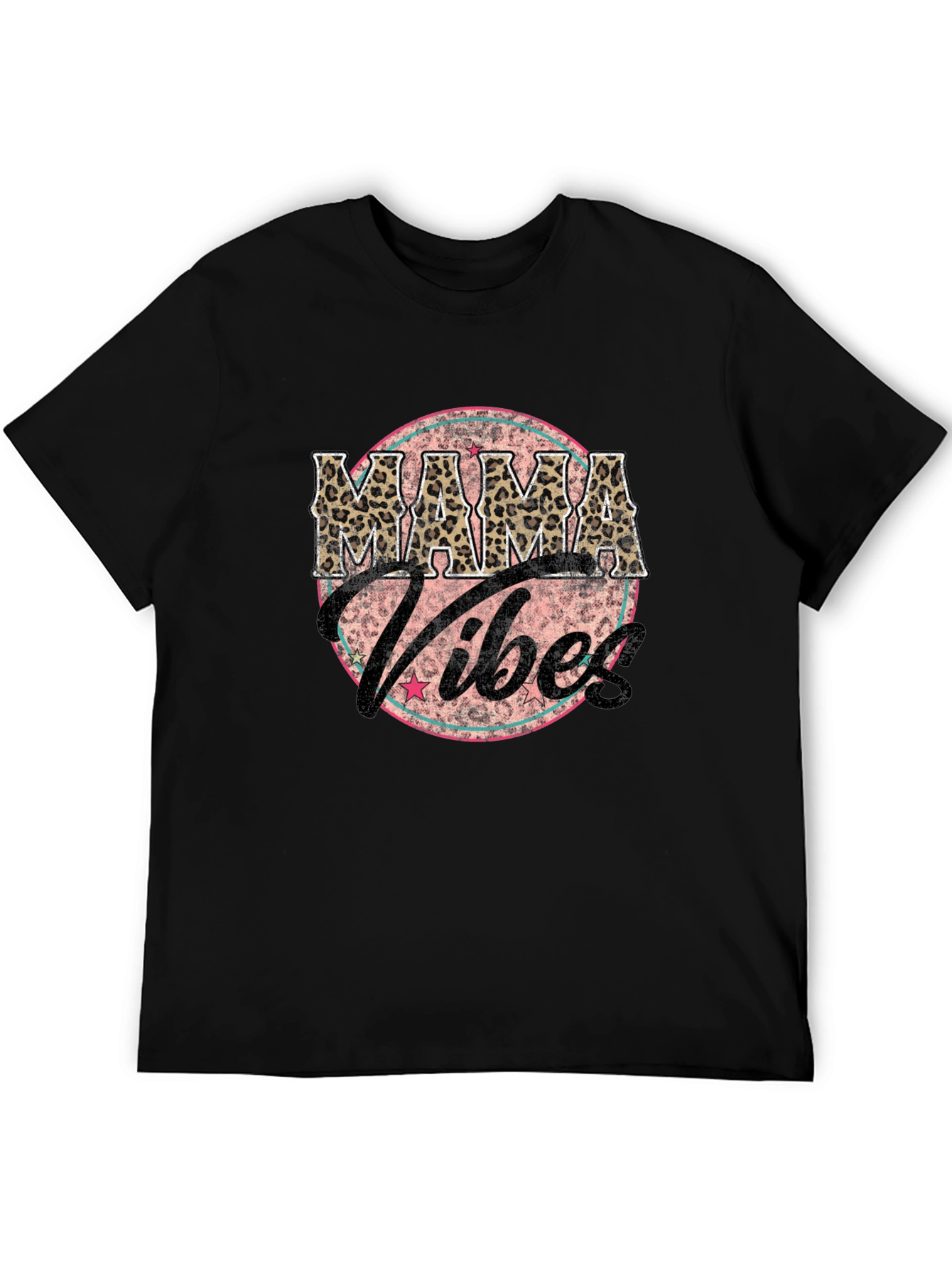 Mama Vibes Graphic Tee - Leopard Print