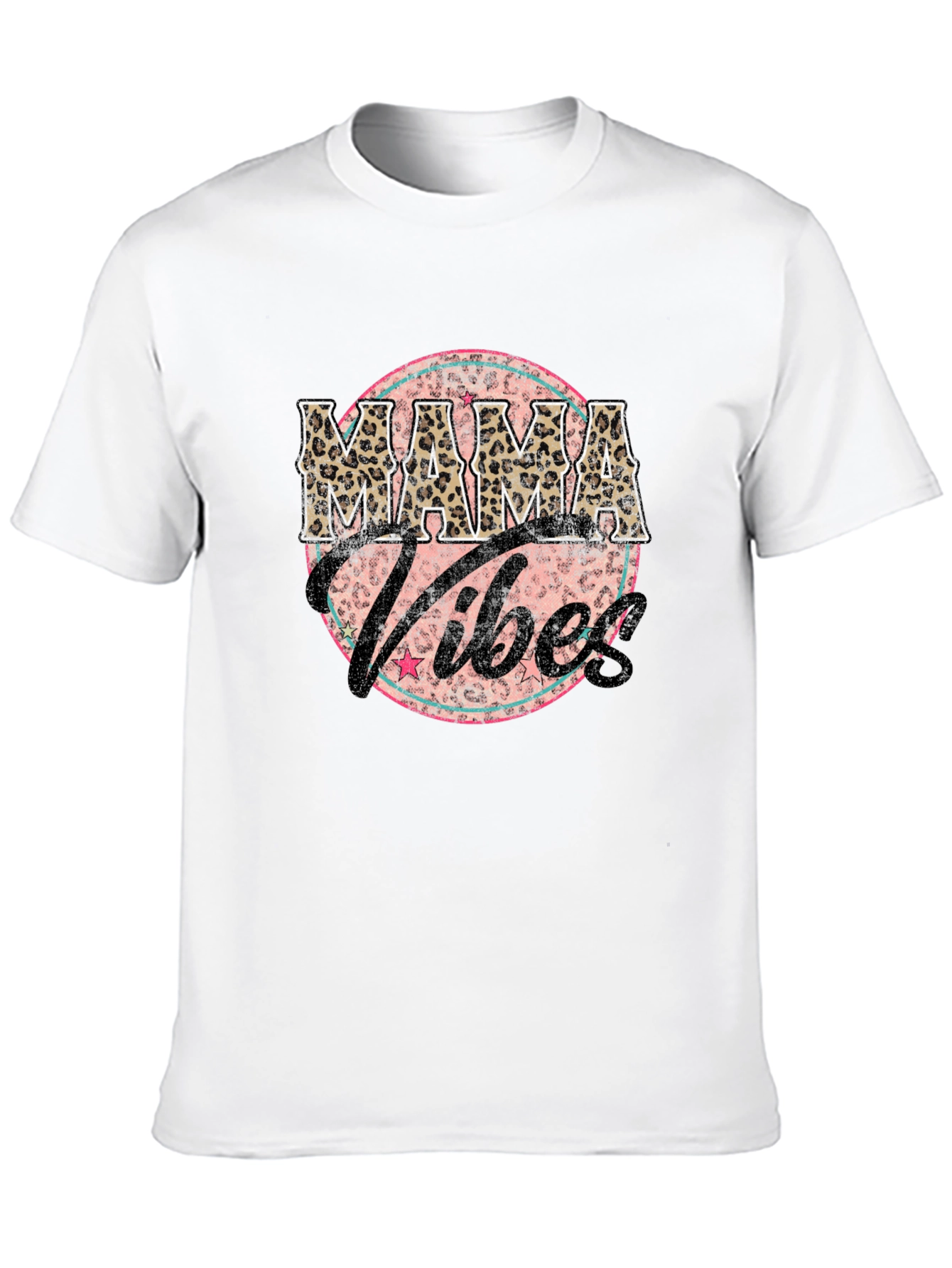 Mama Vibes Graphic Tee - Leopard Print