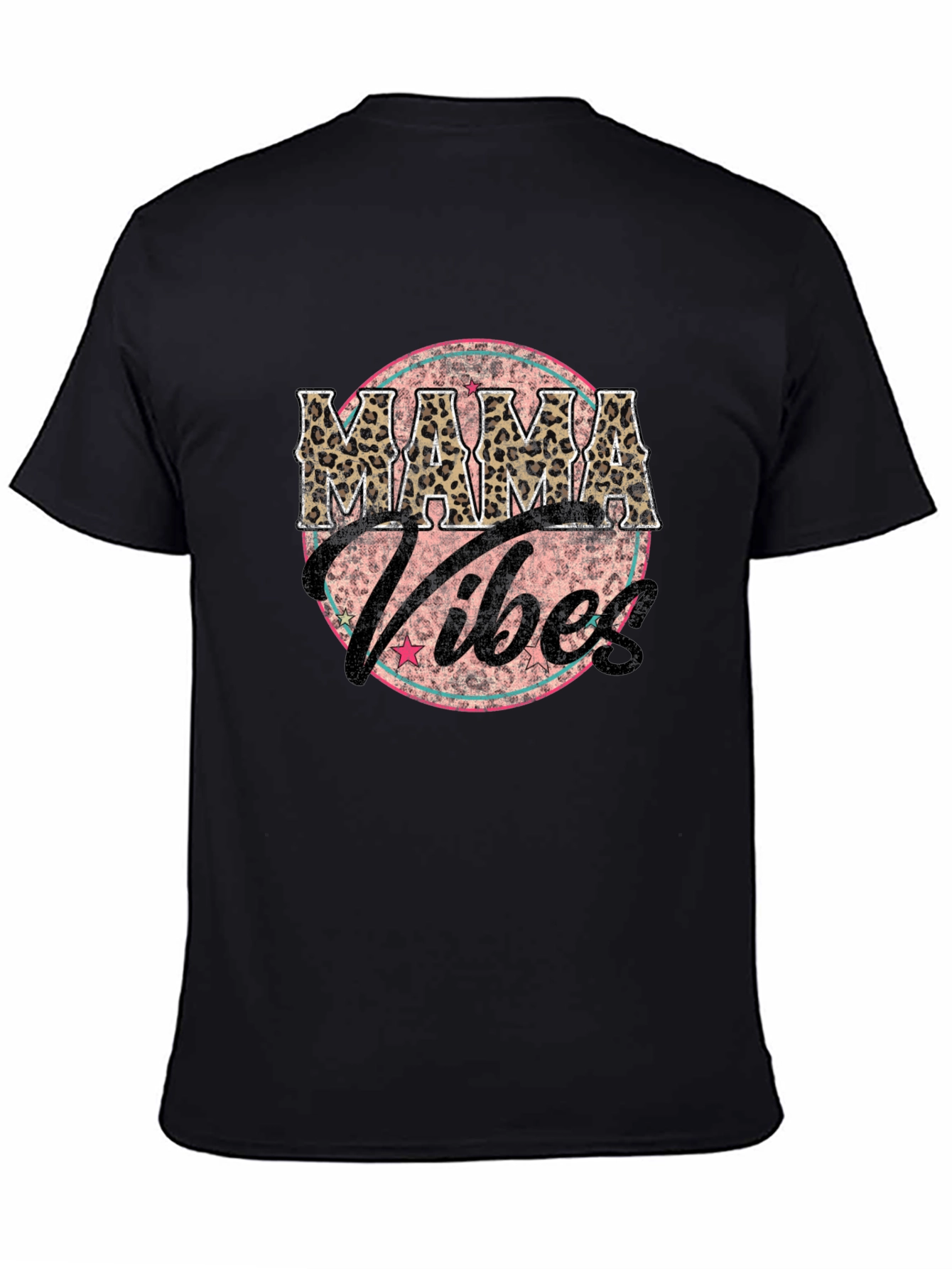 Mama Vibes Graphic Tee - Leopard Print