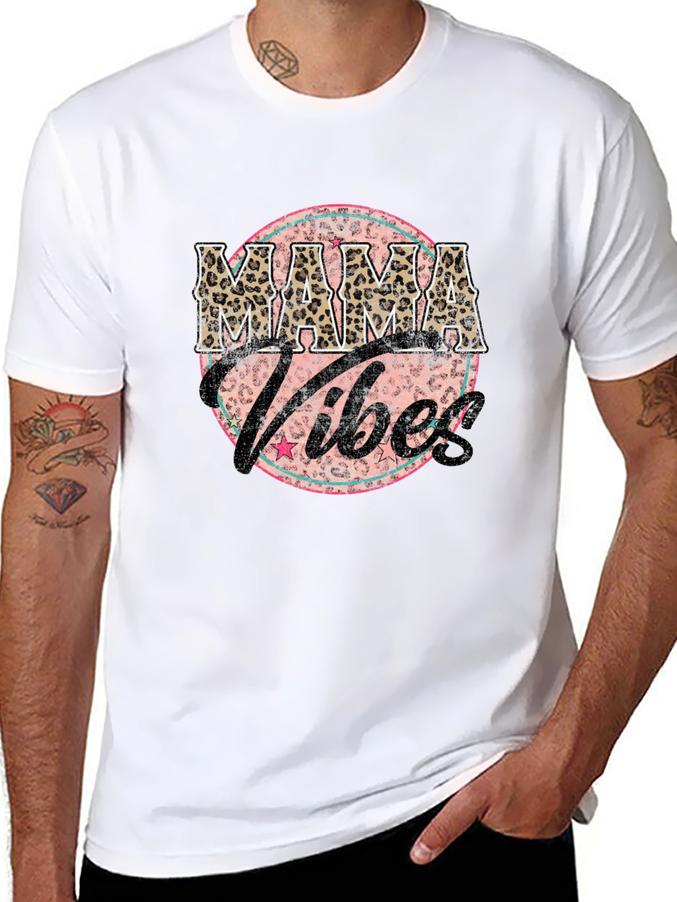 Mama Vibes Graphic Tee - Leopard Print