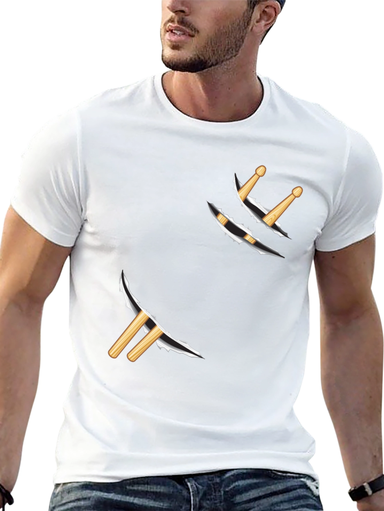 Drum Sticks Ripped T-Shirt