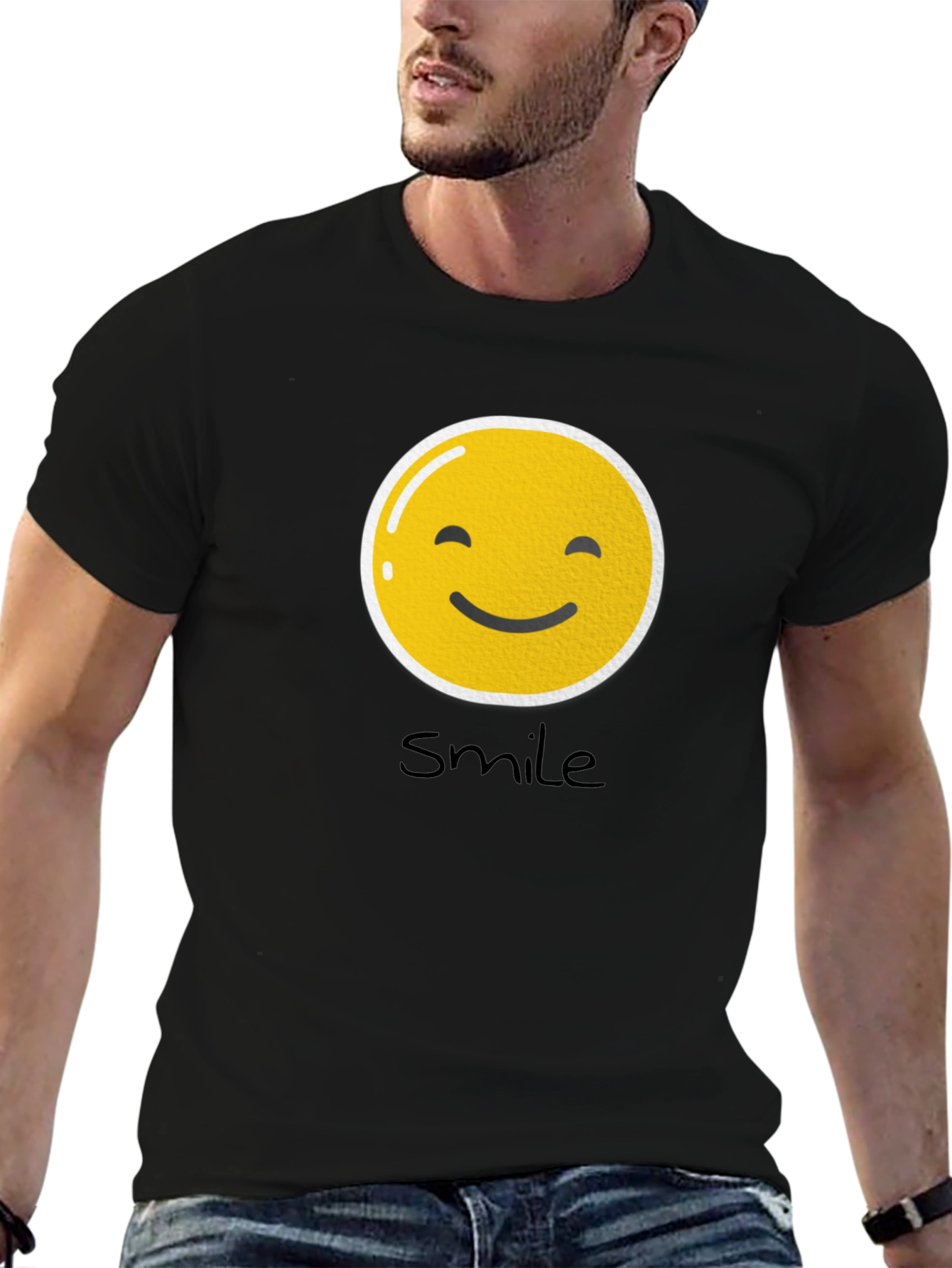Smile Emoji Graphic Black T-Shirt