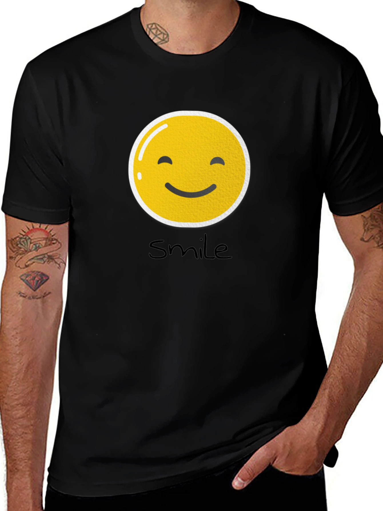 Smile Emoji Graphic Black T-Shirt