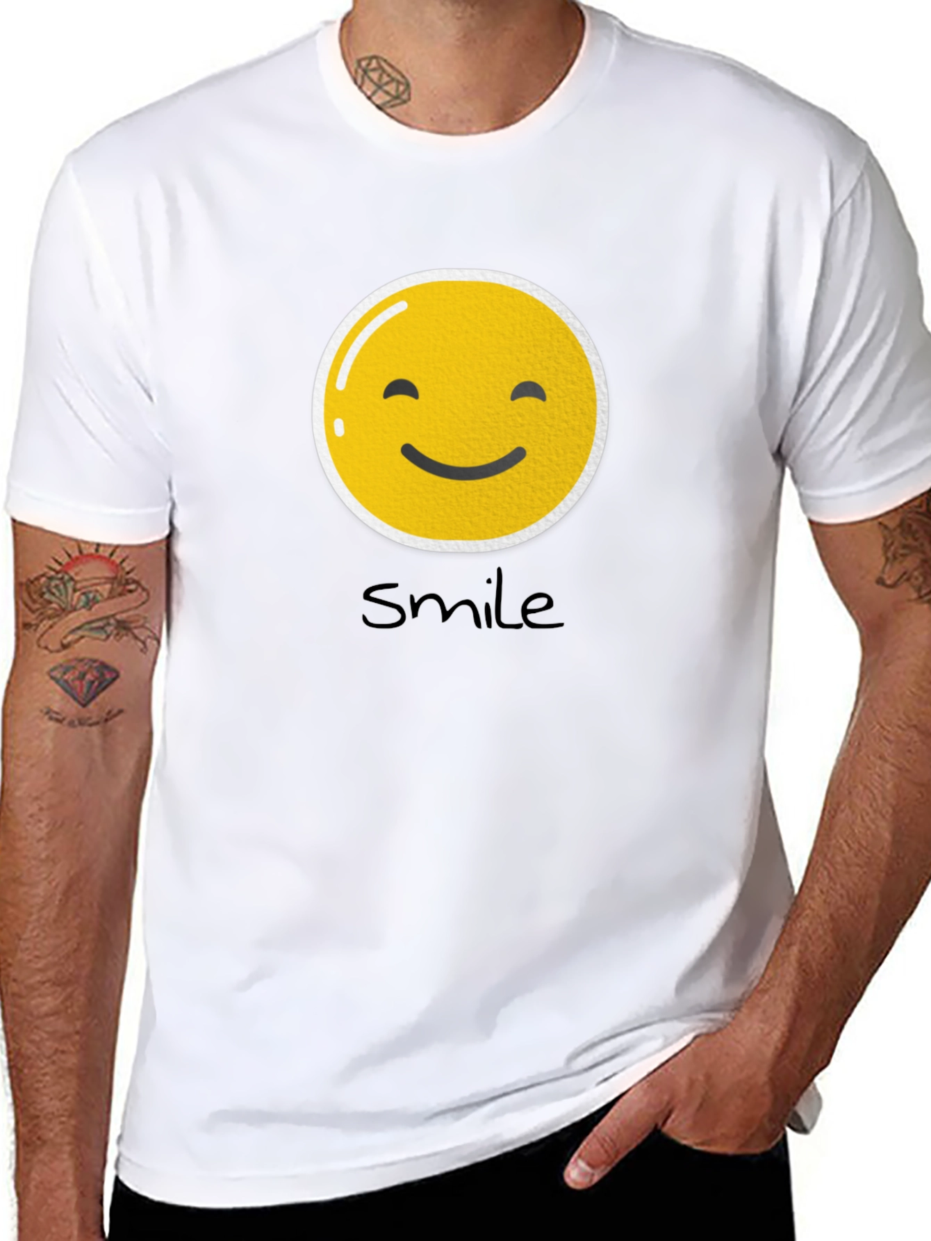 Smile Emoji Graphic Black T-Shirt