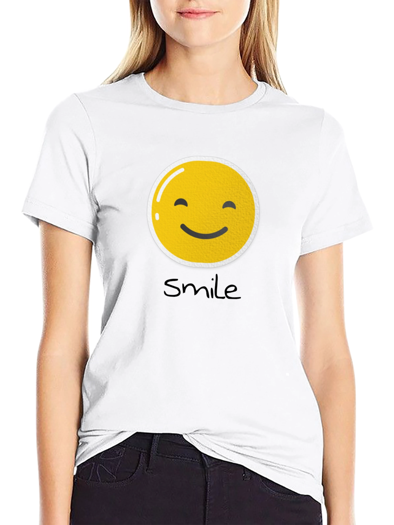Smile Emoji Graphic Black T-Shirt