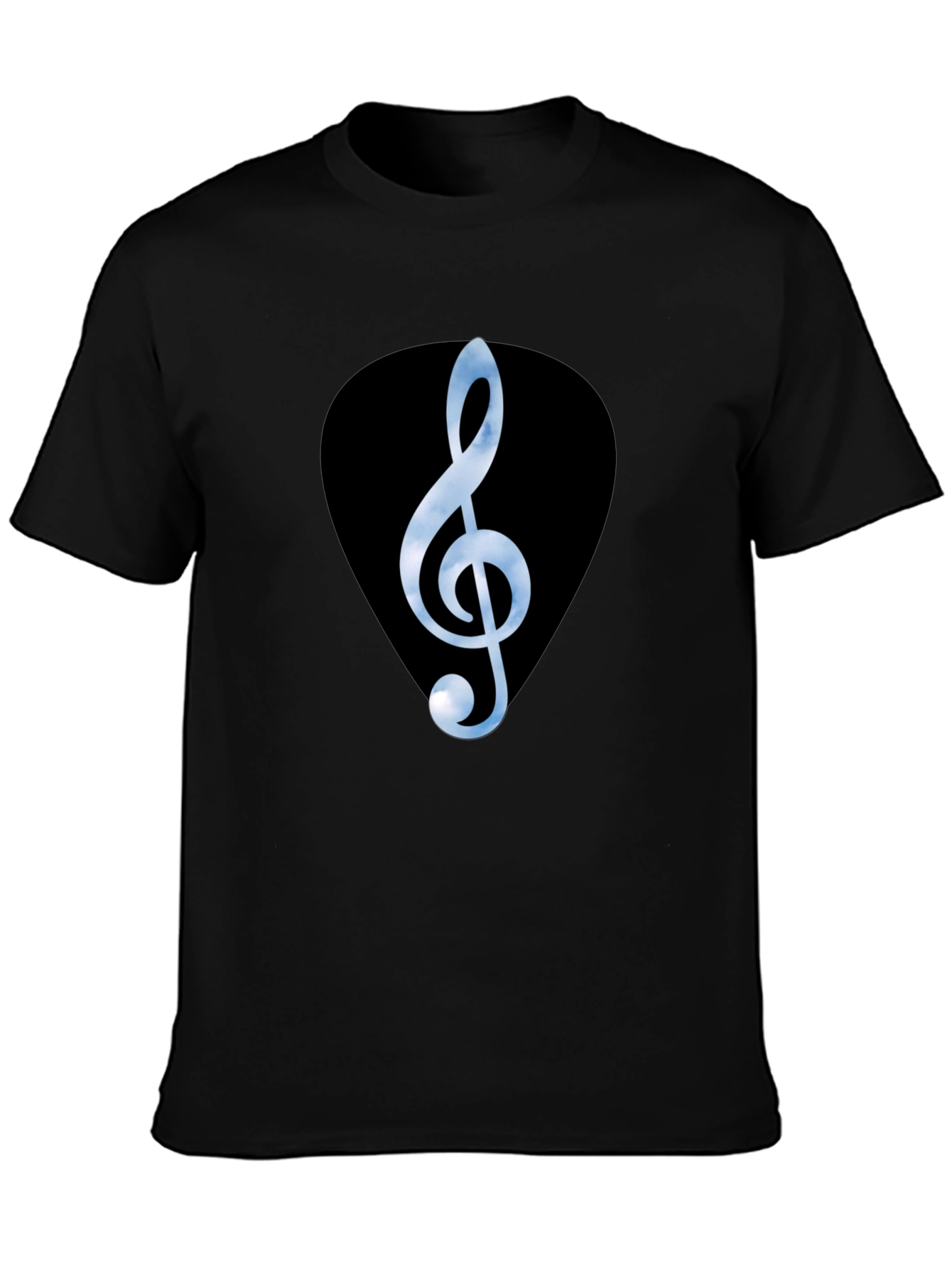 Treble Clef Guitar Pick Graphic Tee - Black