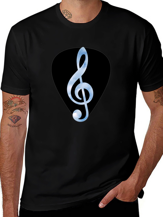 Treble Clef Guitar Pick Graphic Tee - Black