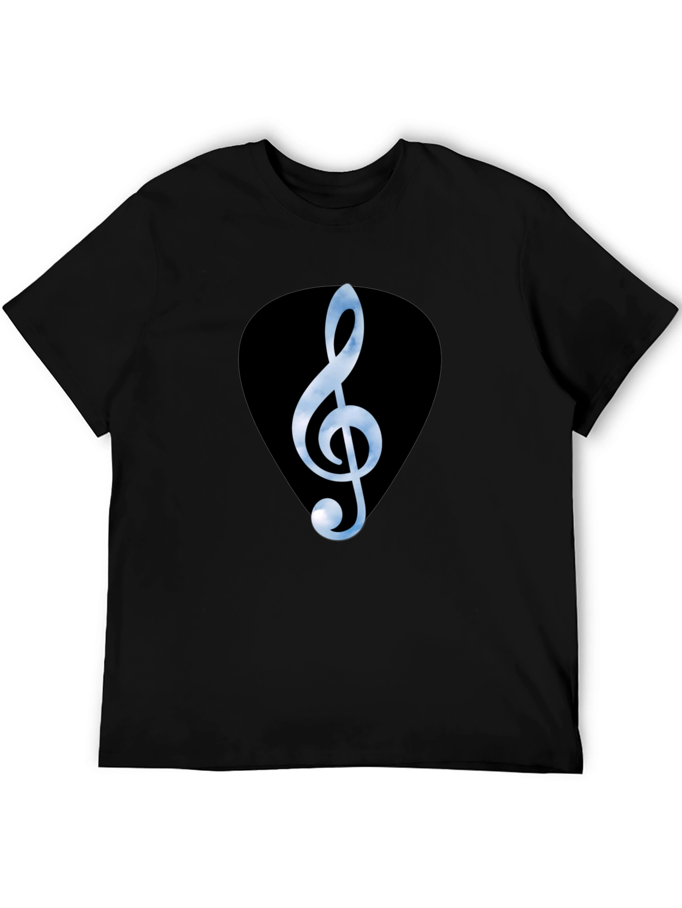 Treble Clef Guitar Pick Graphic Tee - Black