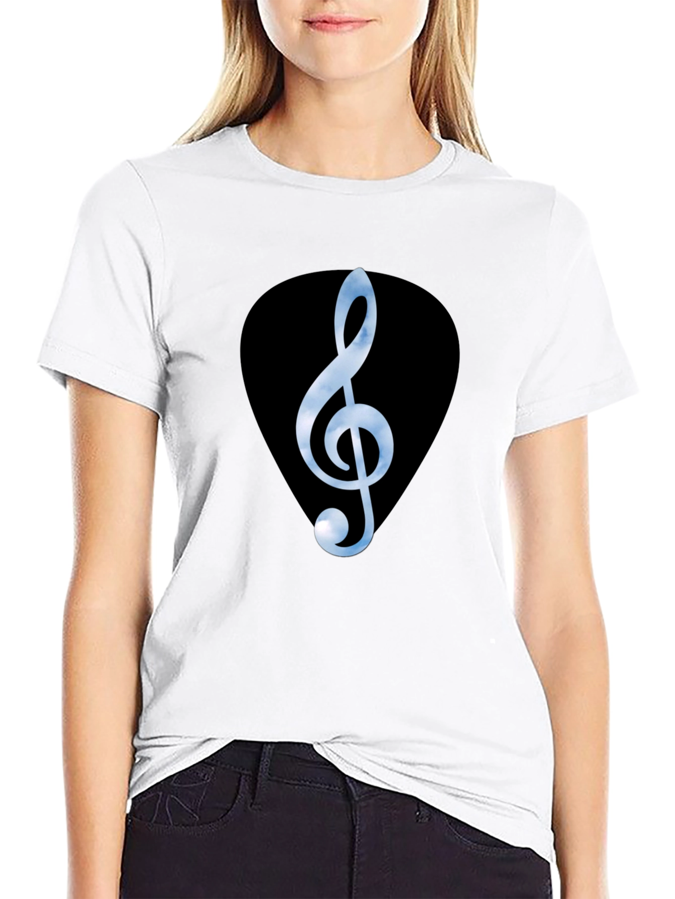Treble Clef Guitar Pick Graphic Tee - Black