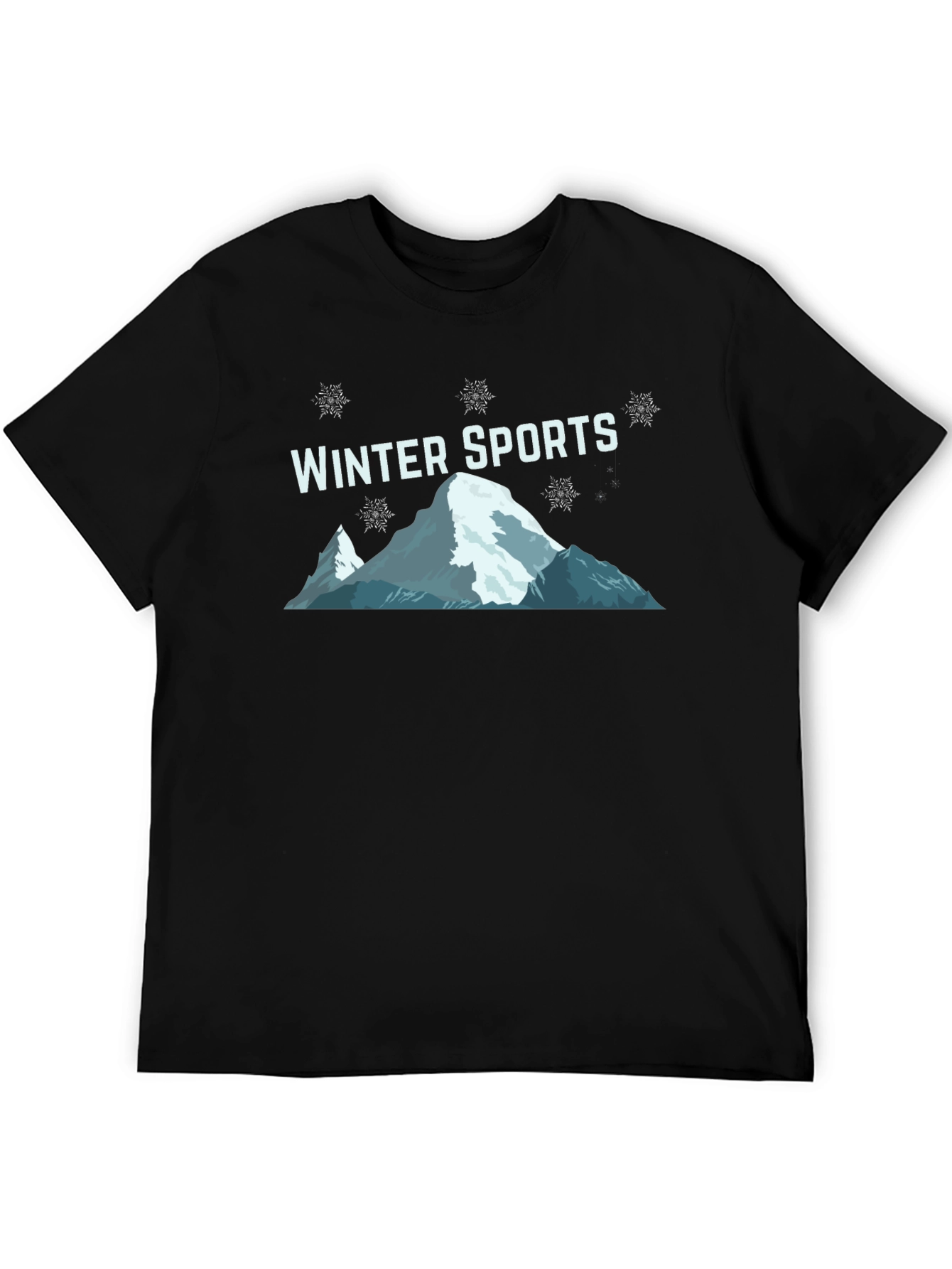 Winter Sports Graphic Tee - Black Cotton T-Shirt