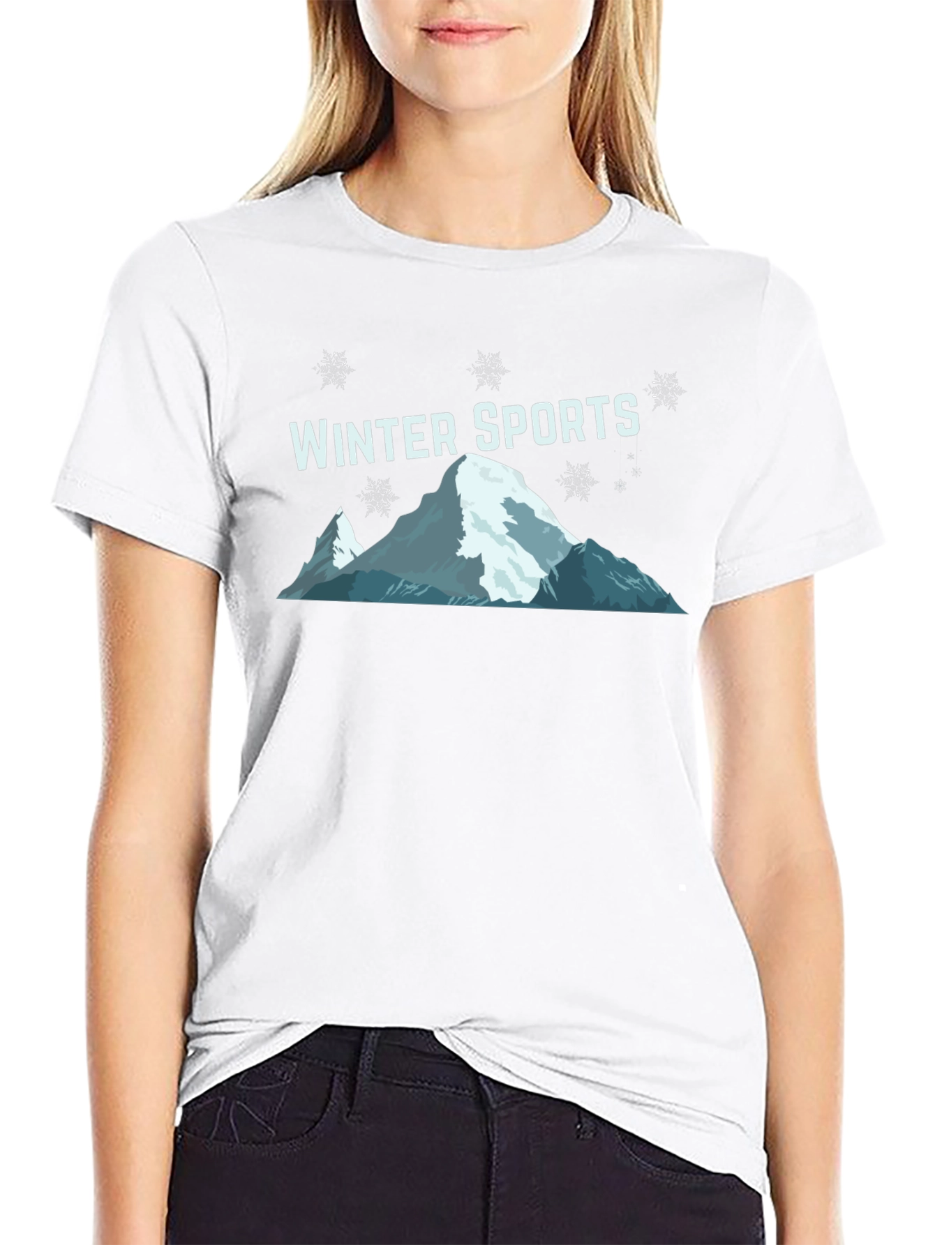 Winter Sports Graphic Tee - Black Cotton T-Shirt