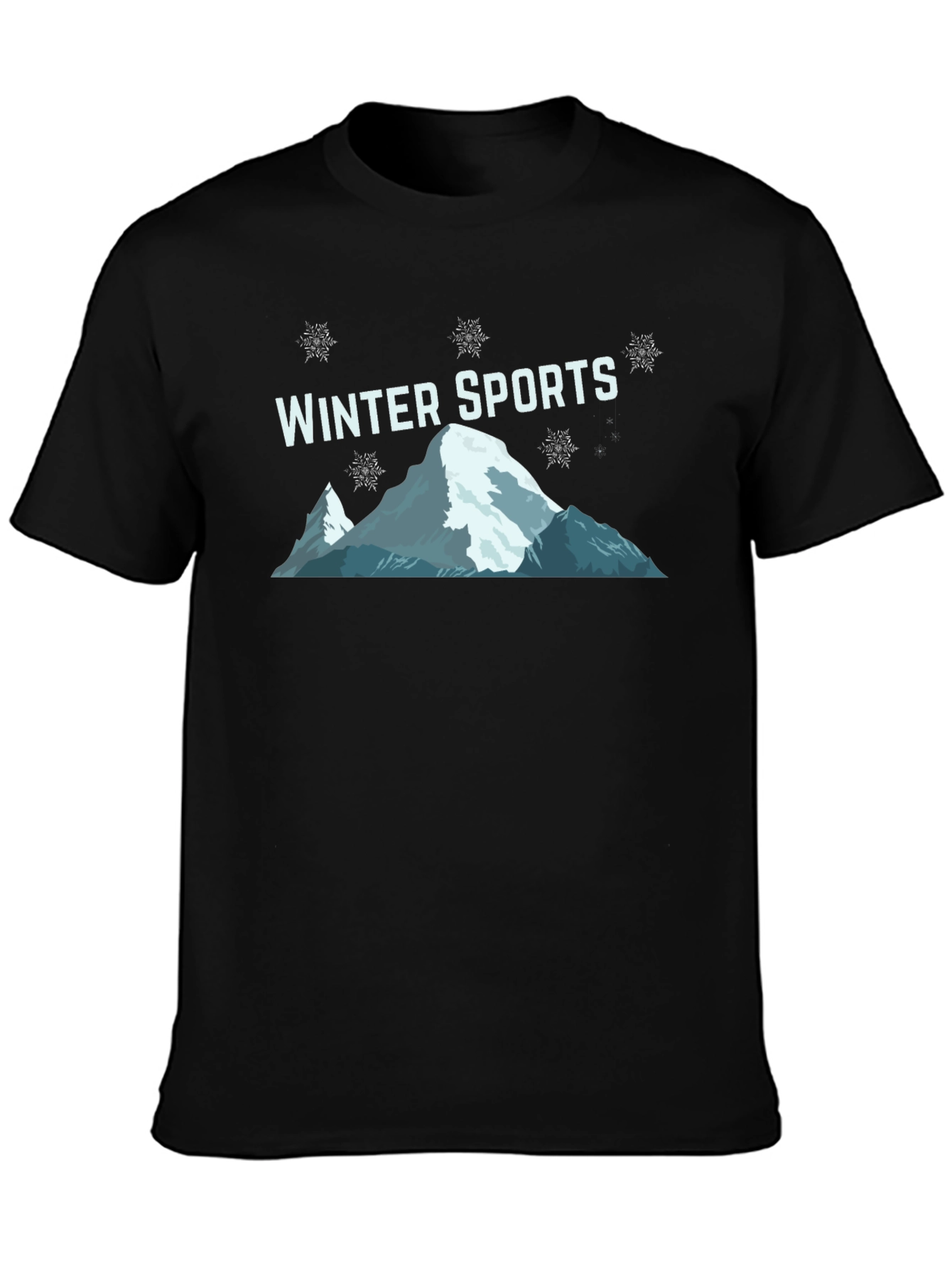 Winter Sports Graphic Tee - Black Cotton T-Shirt
