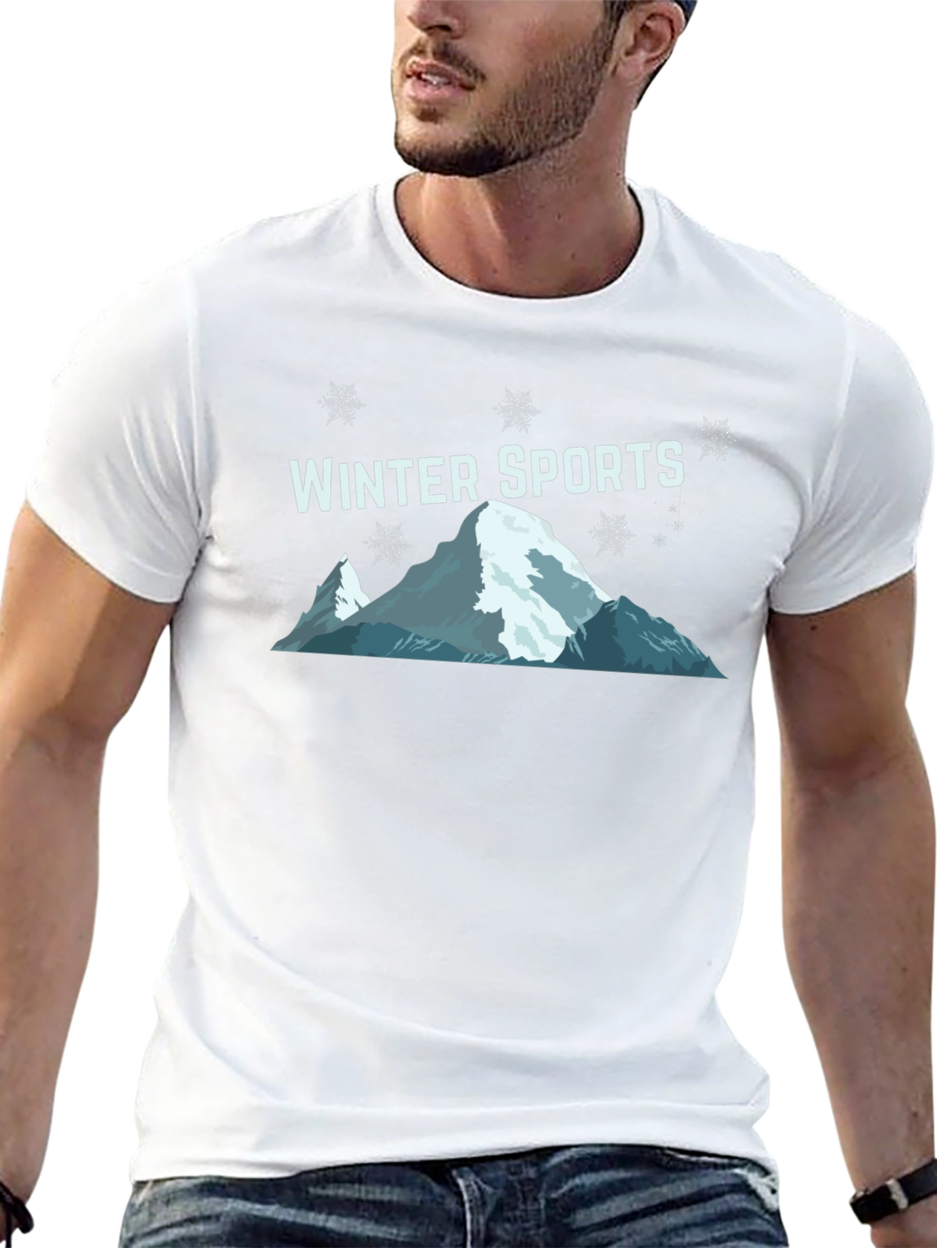 Winter Sports Graphic Tee - Black Cotton T-Shirt
