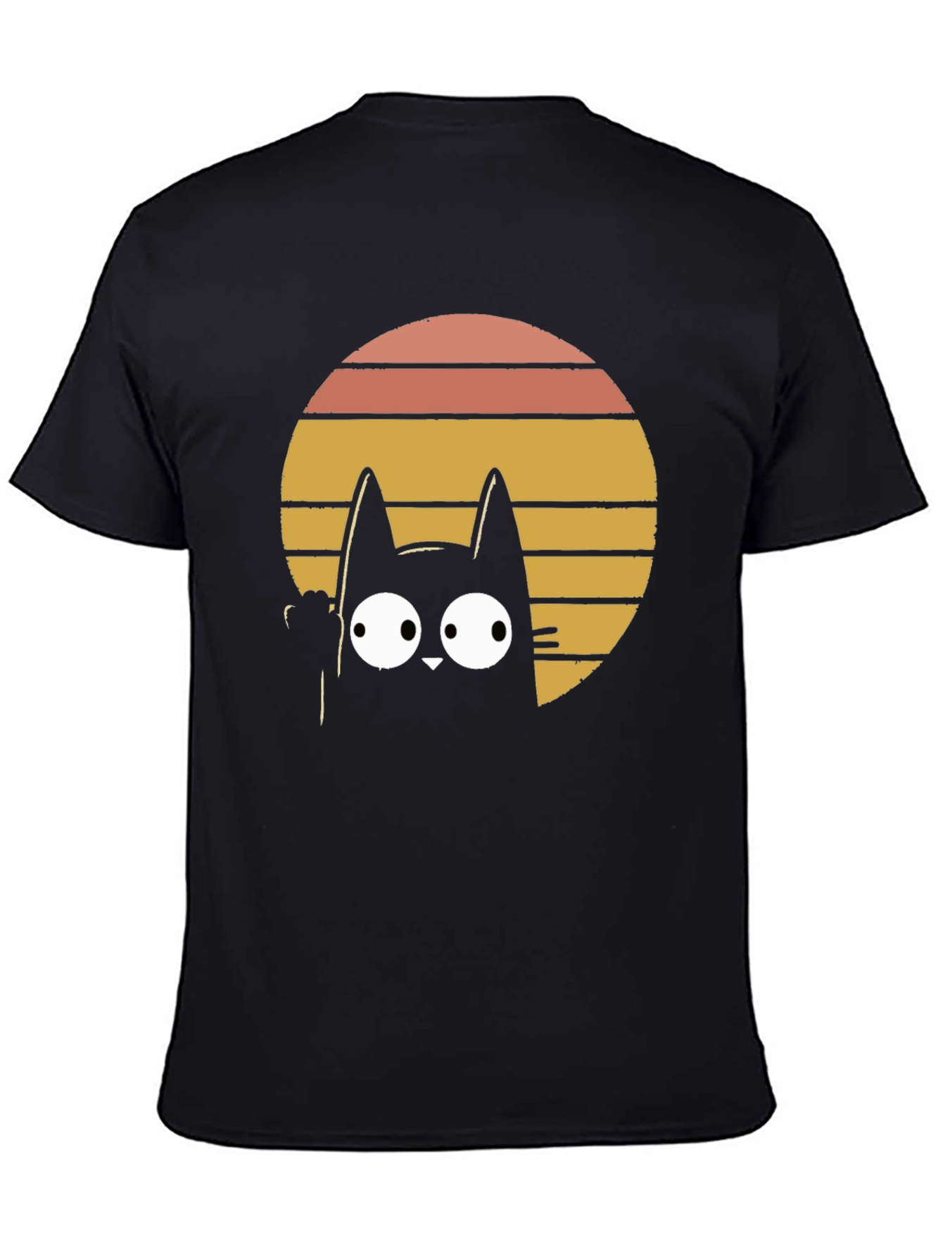 Retro Cat Graphic T-Shirt - Black