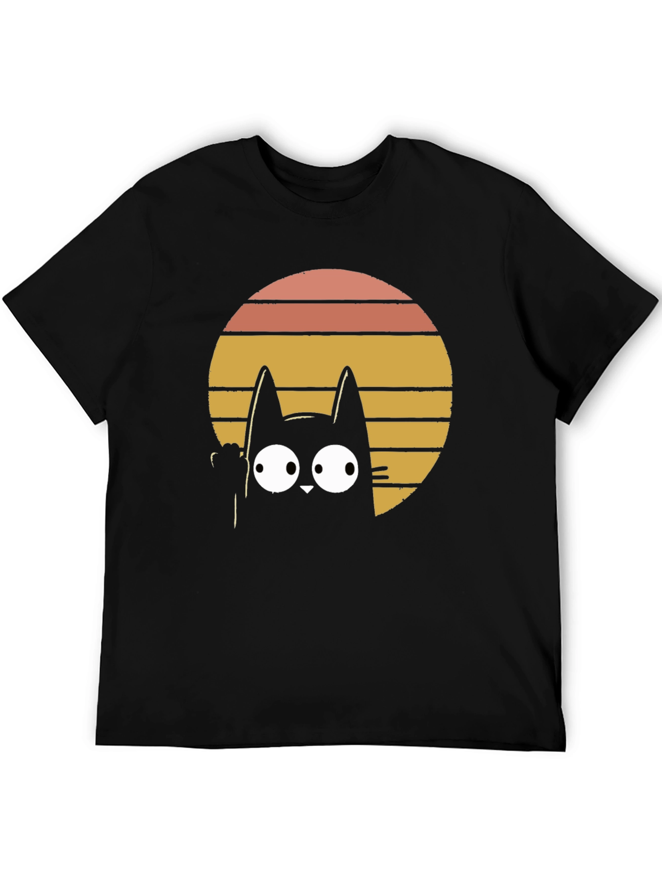 Retro Cat Graphic T-Shirt - Black