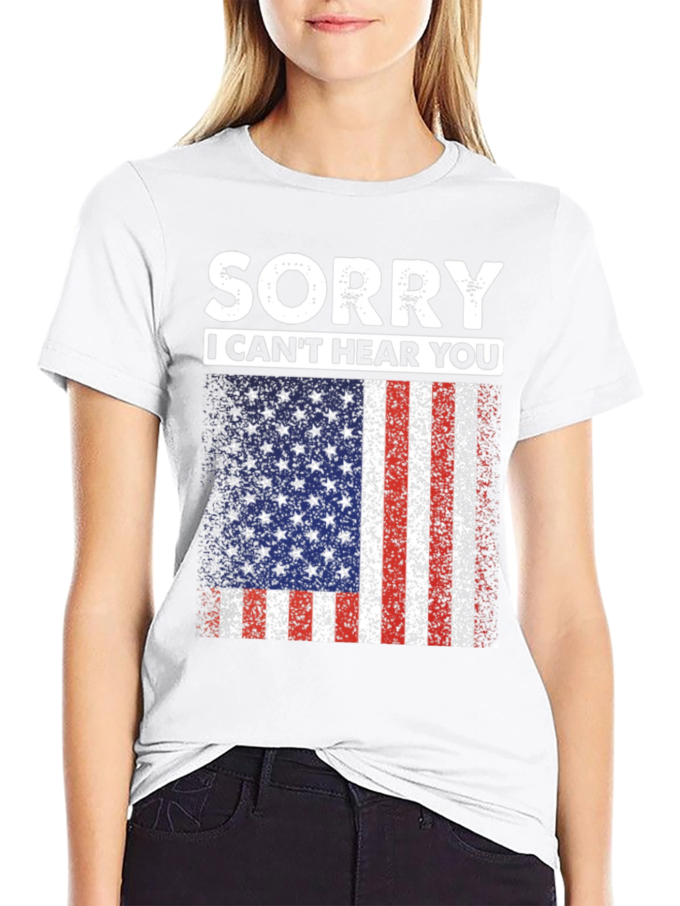 Sorry I Cant Hear You USA Flag T-Shirt