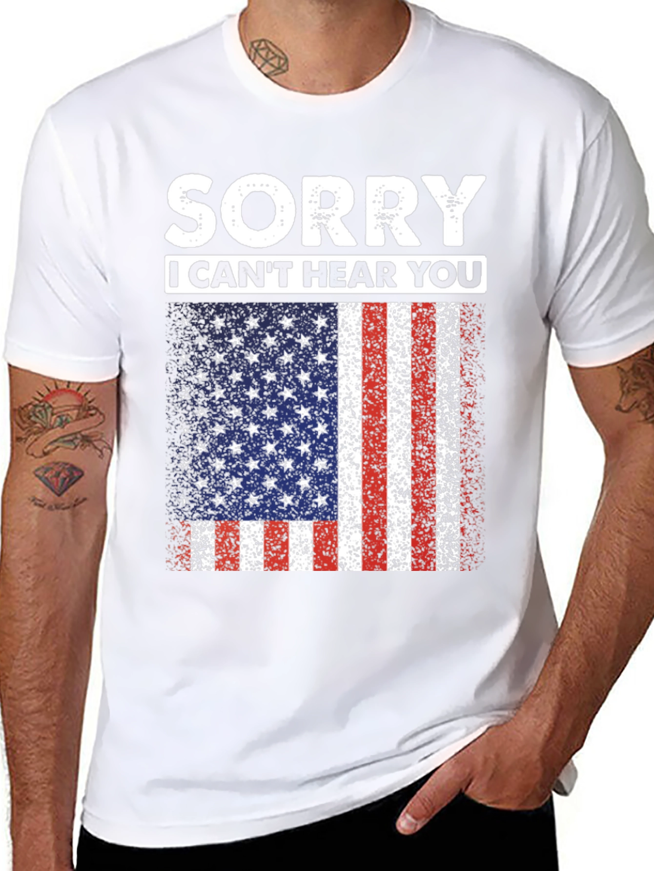 Sorry I Cant Hear You USA Flag T-Shirt