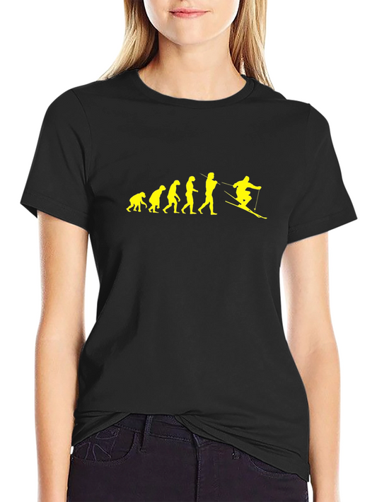 Evolution of Skiing T-Shirt - Black Cotton Tee