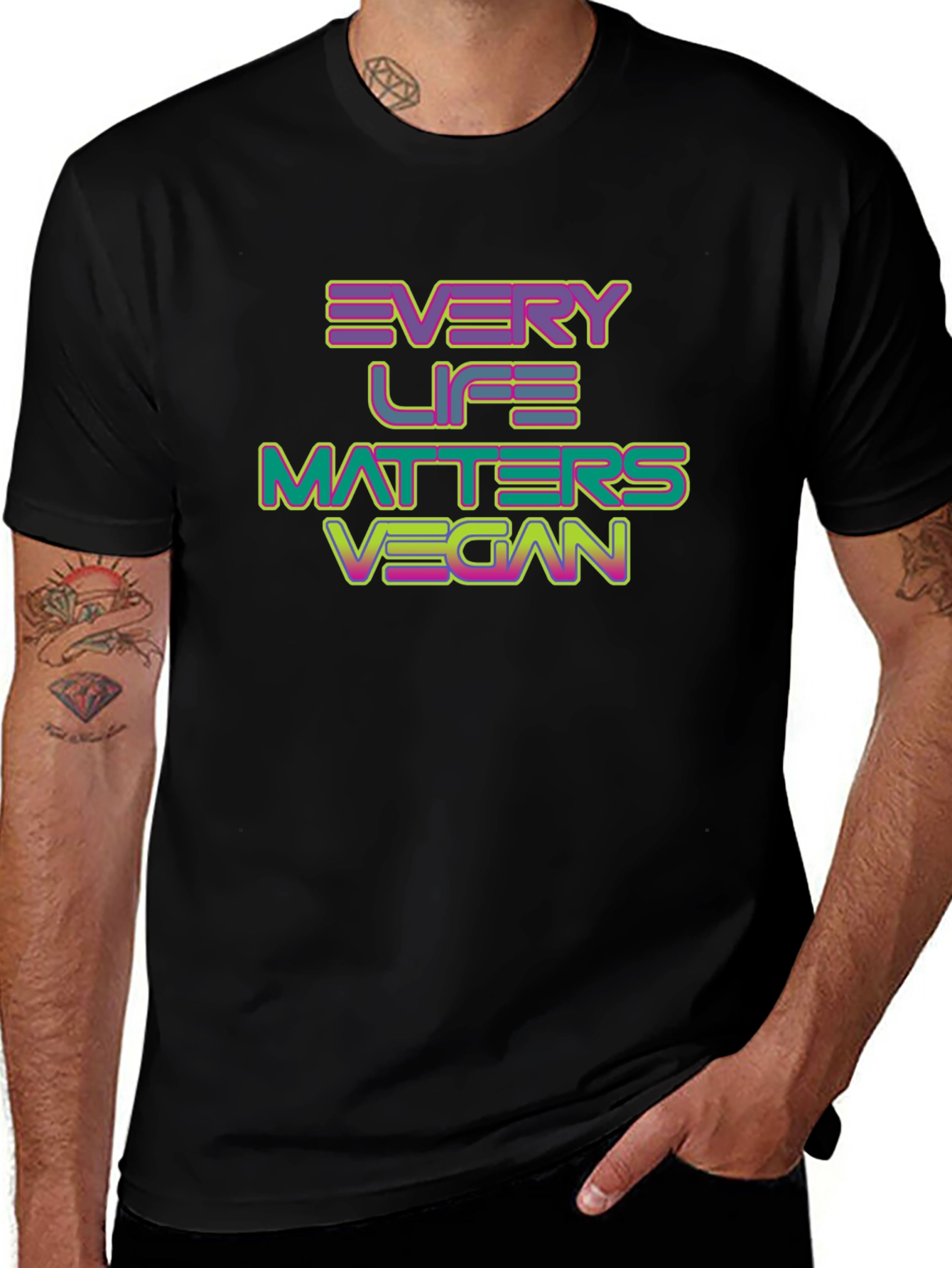 Every Life Matters Vegan T-Shirt - Black