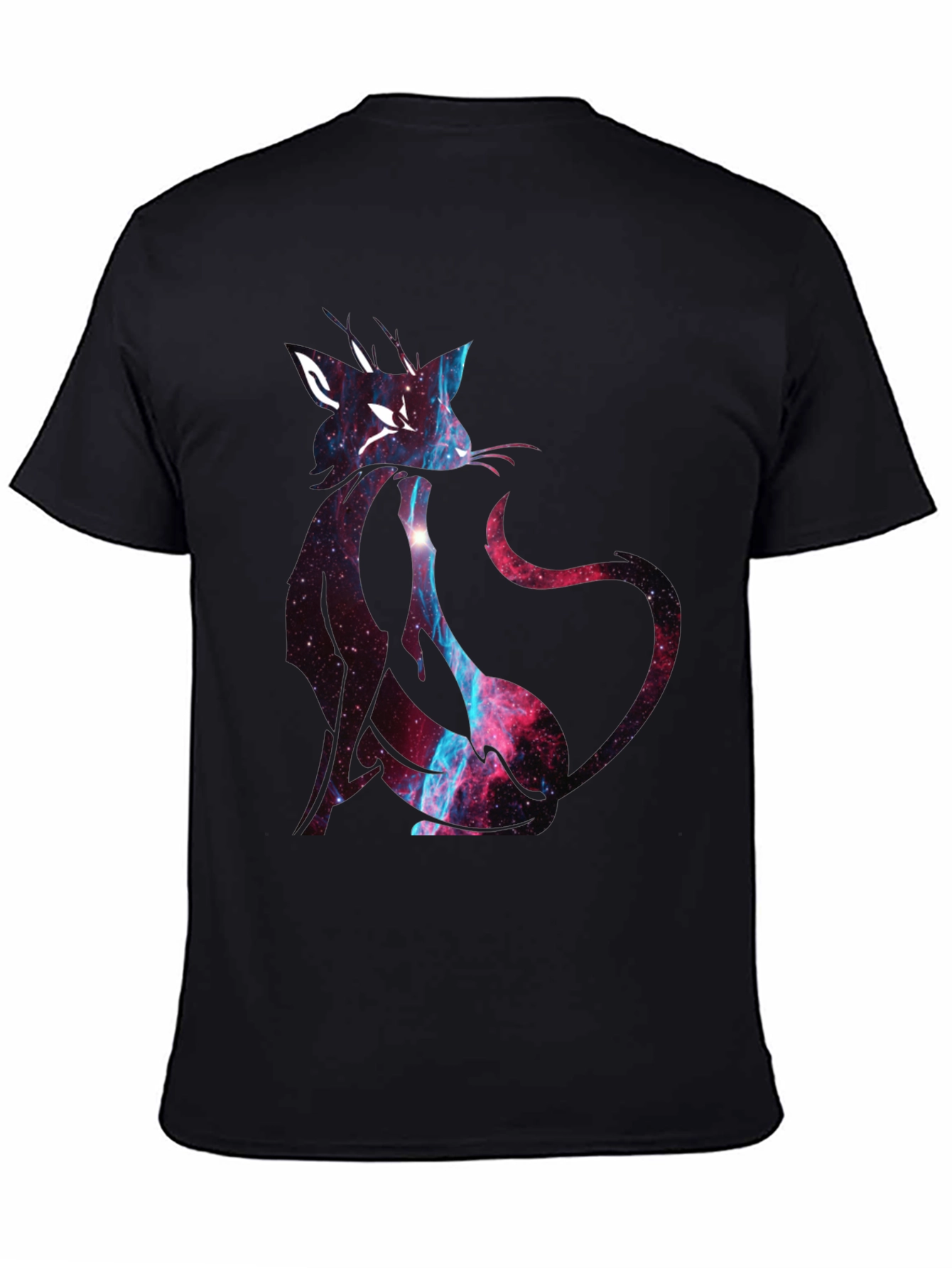 Galaxy Cat Graphic Black T-Shirt