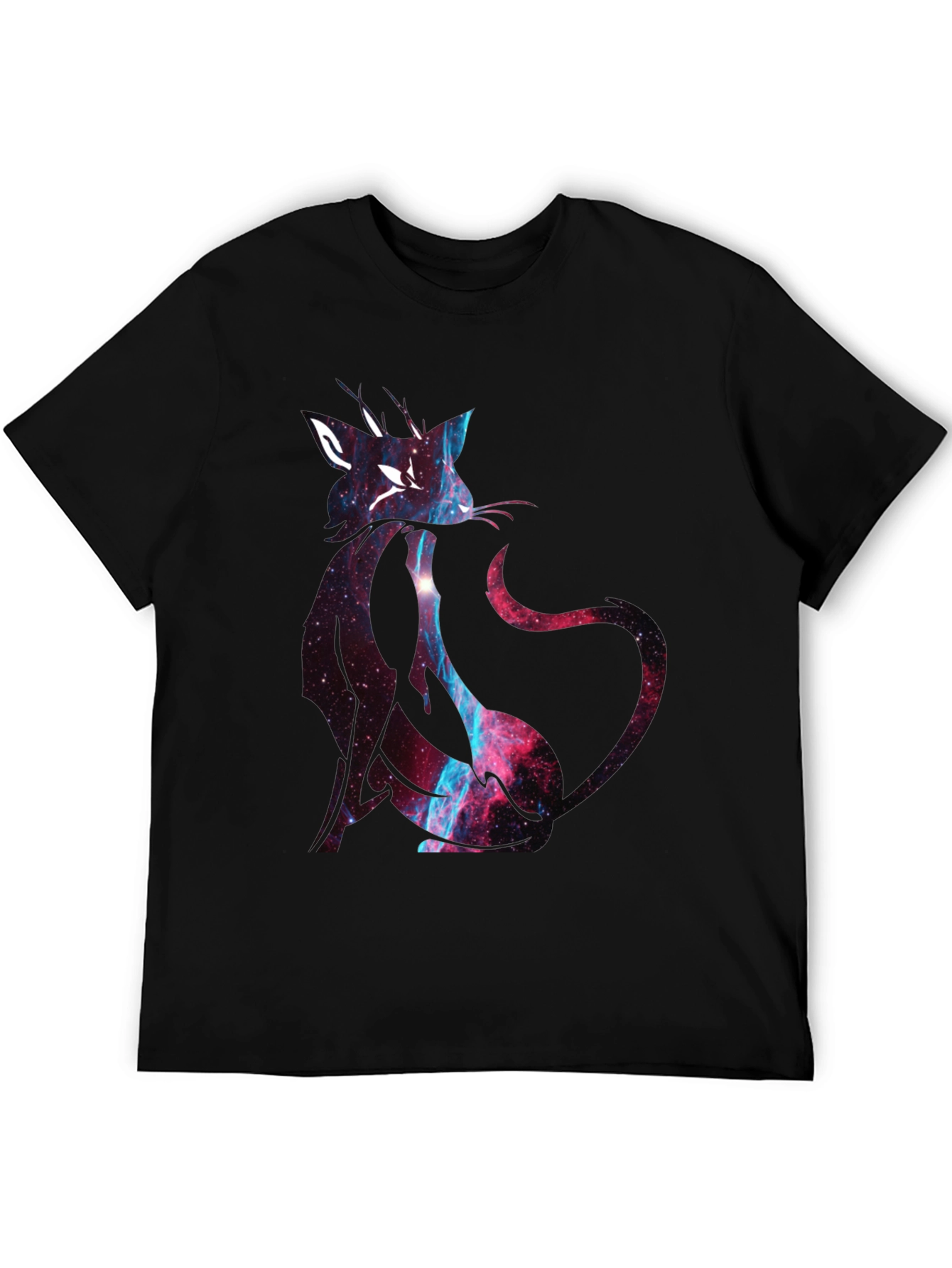 Galaxy Cat Graphic Black T-Shirt