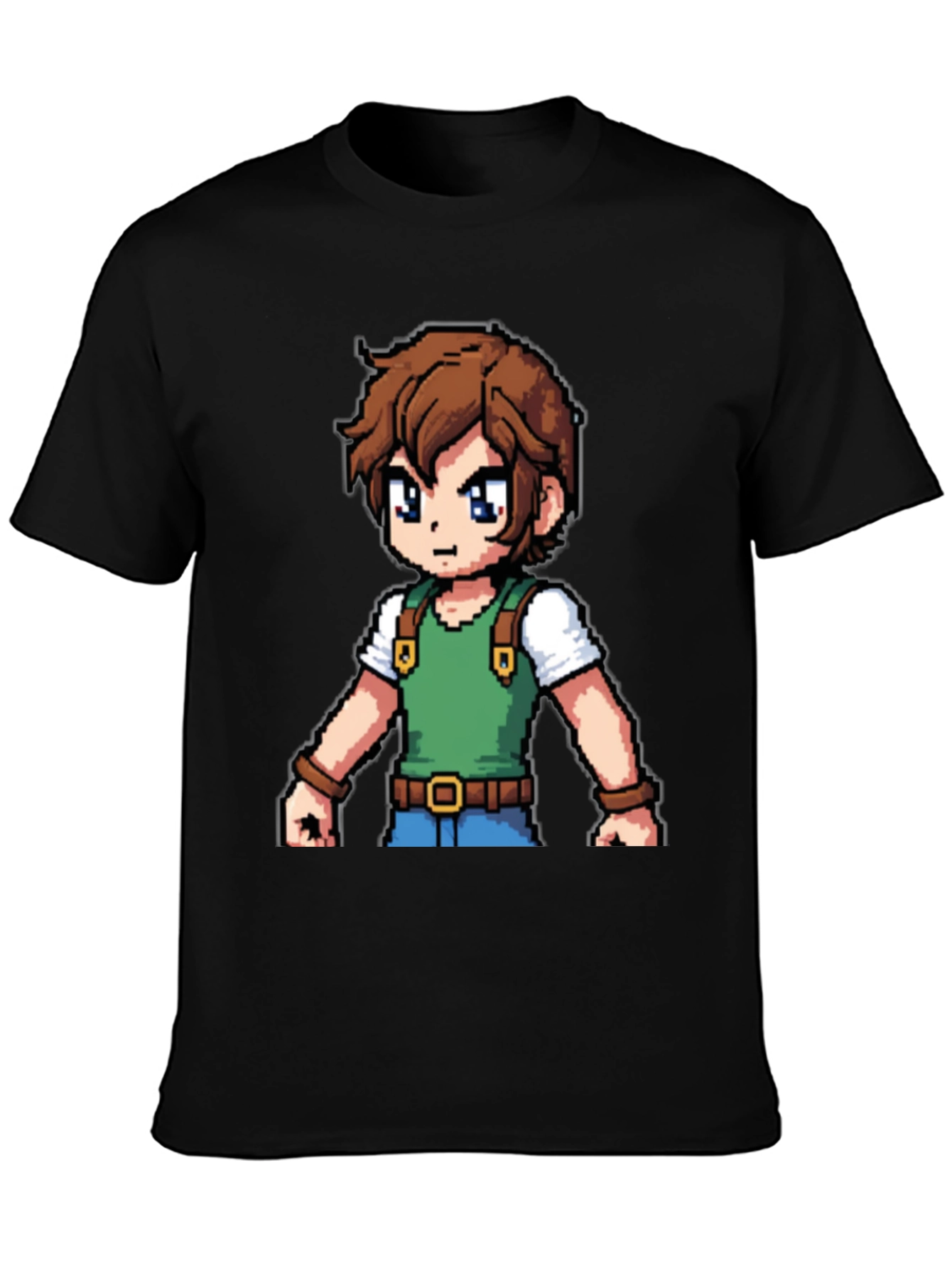 Retro Pixel Character Black T-Shirt