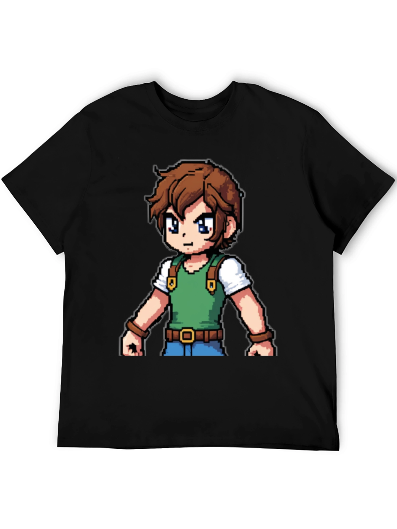 Retro Pixel Character Black T-Shirt